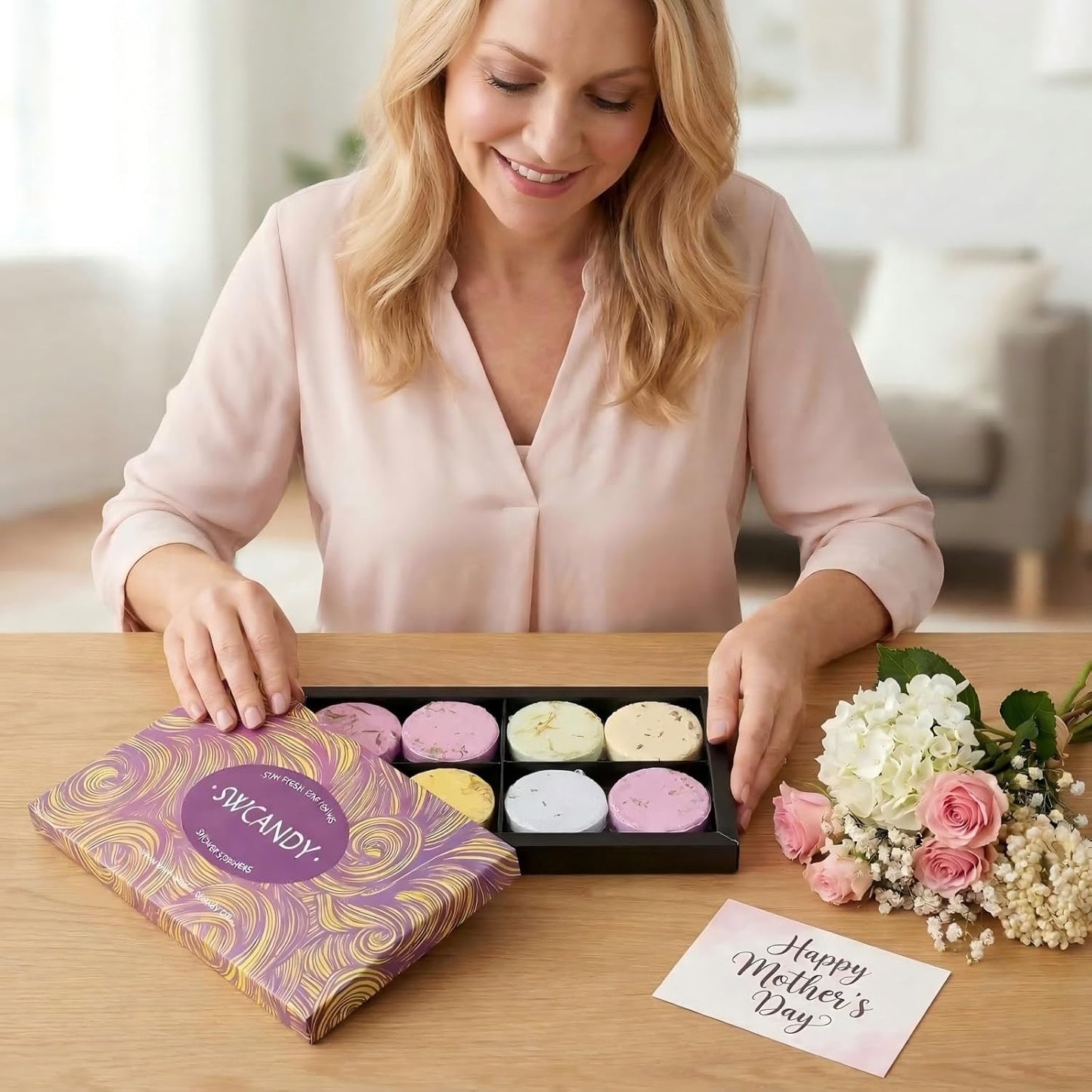 Shower Steamers Aromatherapy Birthday Gifts for Women - SWCANDY 8 Pcs Mothers Day Gifts, Mom Wife Her Adults Men Him Teen Self Care with Natural Essential Oils Relaxation Home SPA Travel Holidays
