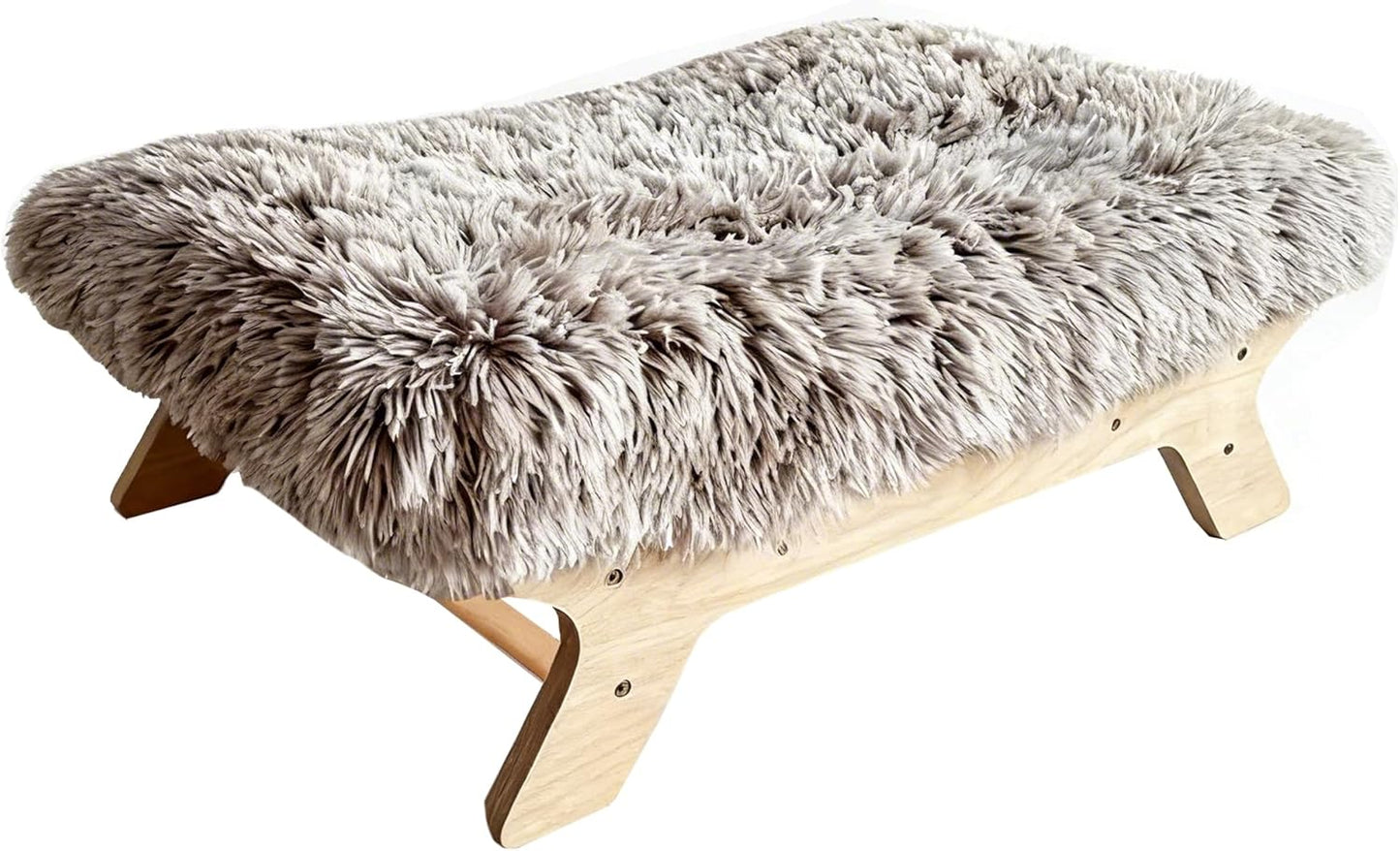 Elevated Dog Bed 37.4" x 28.5"x9.8”,Mid-Century Modern Raised Wooden Dog Bed Frame and Mattress for Large Pets up to 80lbs