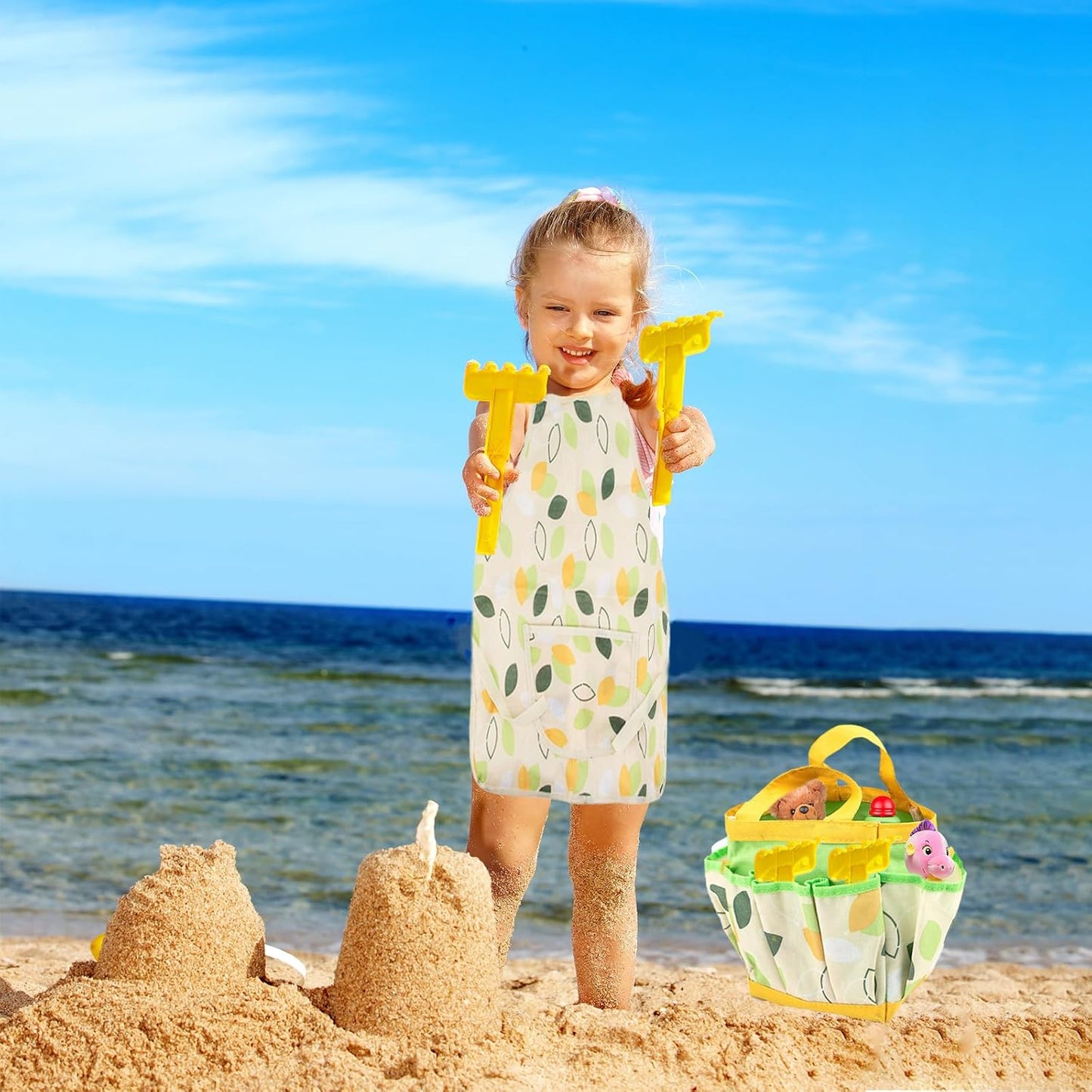 Garden Tools Set, Gardening Set Including Waterproof Apron and Garden Tool Bag, Outdoor Garden Toy Gift for Beach, Children Garden Tool for Boys Girls