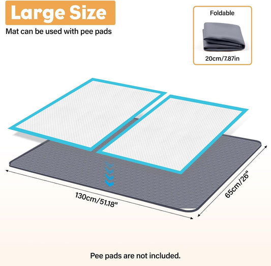 51" x26" Pee Pad Holder for Dogs Lanstics Silicone Dogs Puppy Pad Holder Puppy Pad Holder for Dog Training Leak-Proof Raised Edge Dog Potty Tray (Grey)