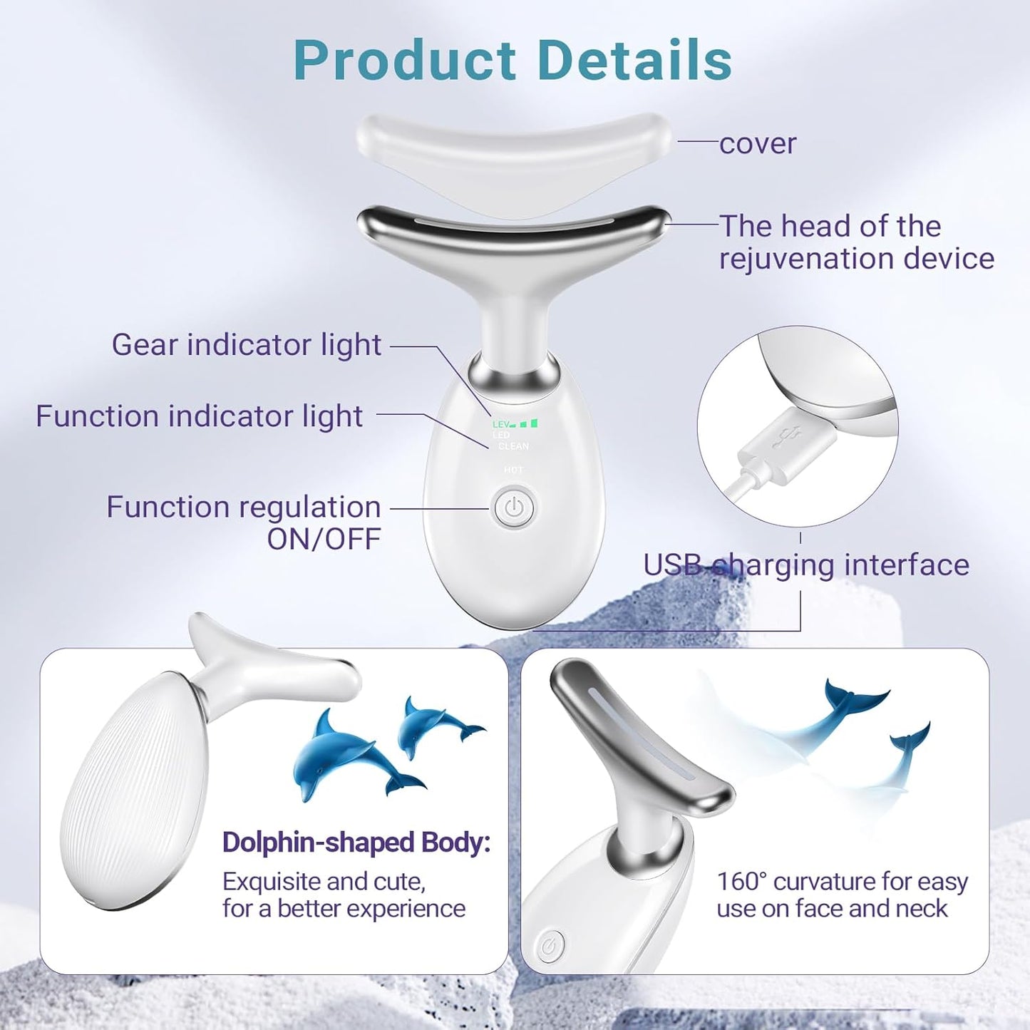 Neck Face Massager, Face Sculpting Tool, 3 Modes and Vibration for Facial Massager for Double - Chin Wrinkle,Daily Home Use