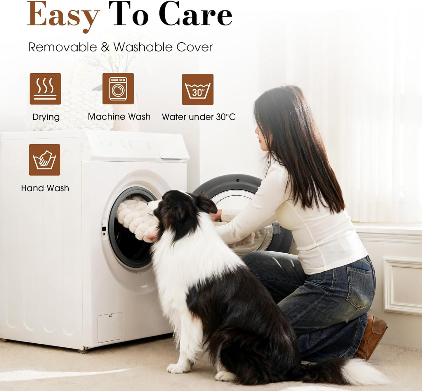 Dog Beds for Large Sized Dog, Orthopedic Pet Bed with Waterproof Lining, Soft Short Plush Surface & Egg Crate Foam, Machine Washable Pet Bed with Removable Cover & Anti Slip Bottom