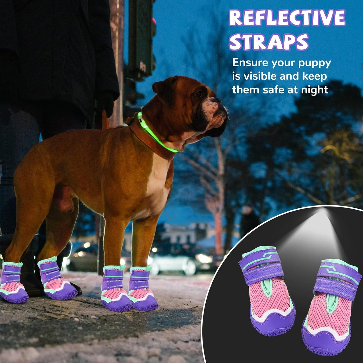 Dog Shoes for Hot Pavement, Breathable Mesh Medium Dog Booties for Large Medium Dogs, Non-Slip Outdoor Summer Dog Boots Paw Protectors for Walking Hiking Camping Hardfloors Size 5