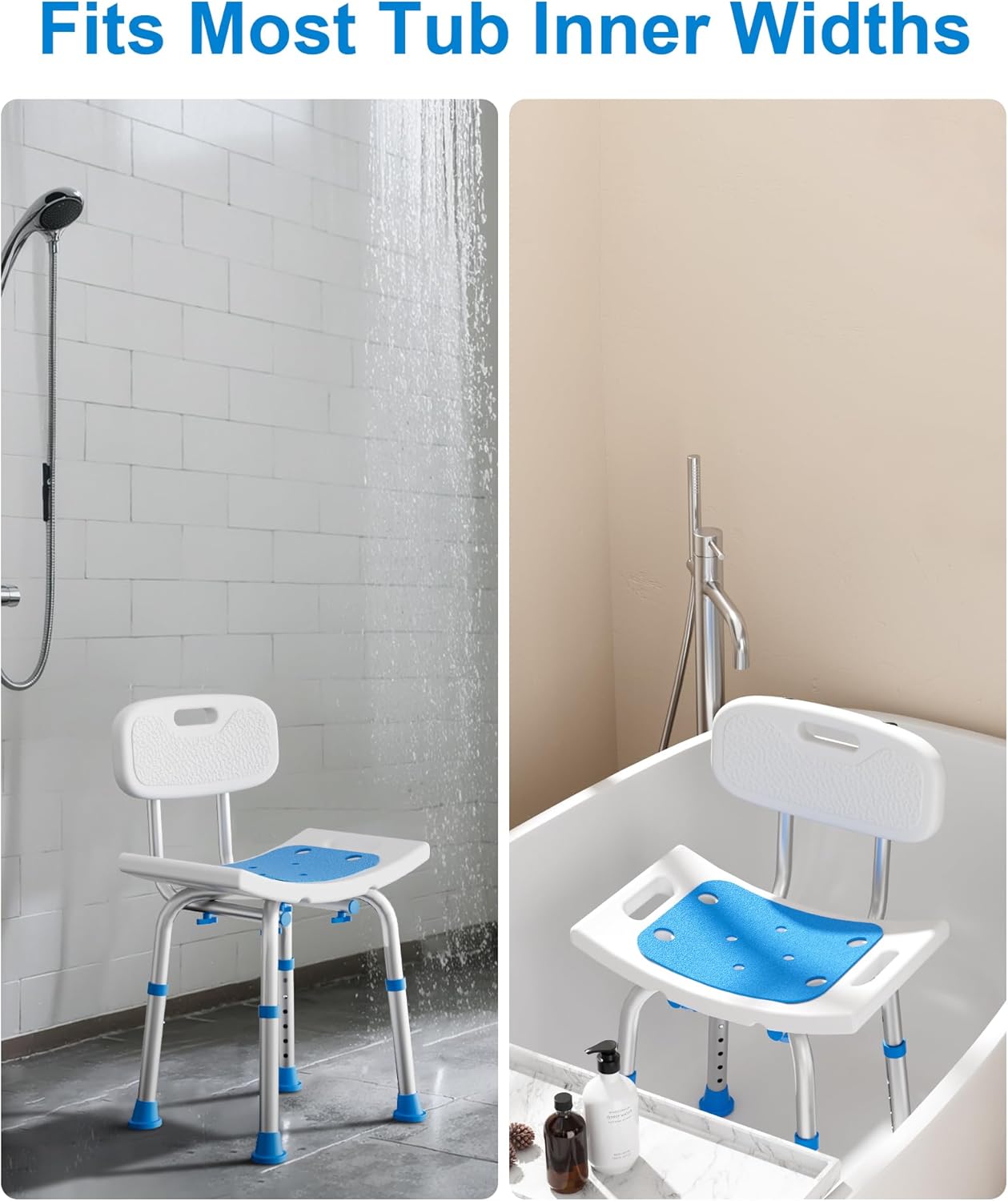 HOMLAND Shower Chair for Inside Shower with Removable Back, 400 lbs Heavy Duty Bath Seat for Bathtub, Safety Bath Stool for Seniors and Disabled