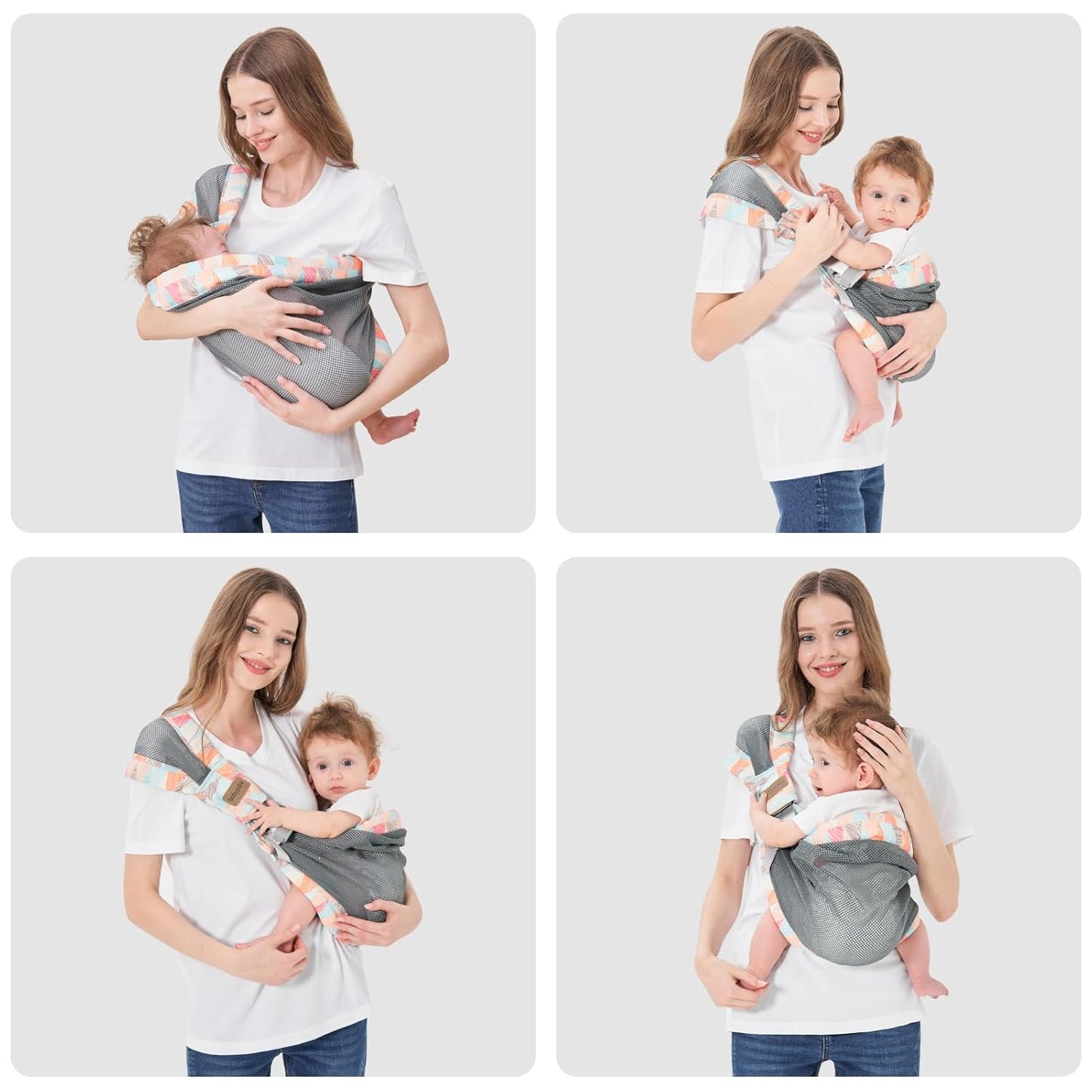 IULONEE Baby Wraps Carrier Baby Carrier Newborn to Toddler Lightweight Infant Wrap Sling Baby Holder Adjustable Toddler Carrier Holder Ergonomic Baby Sling for Newborn Up to 6-36 Months (Colorful)