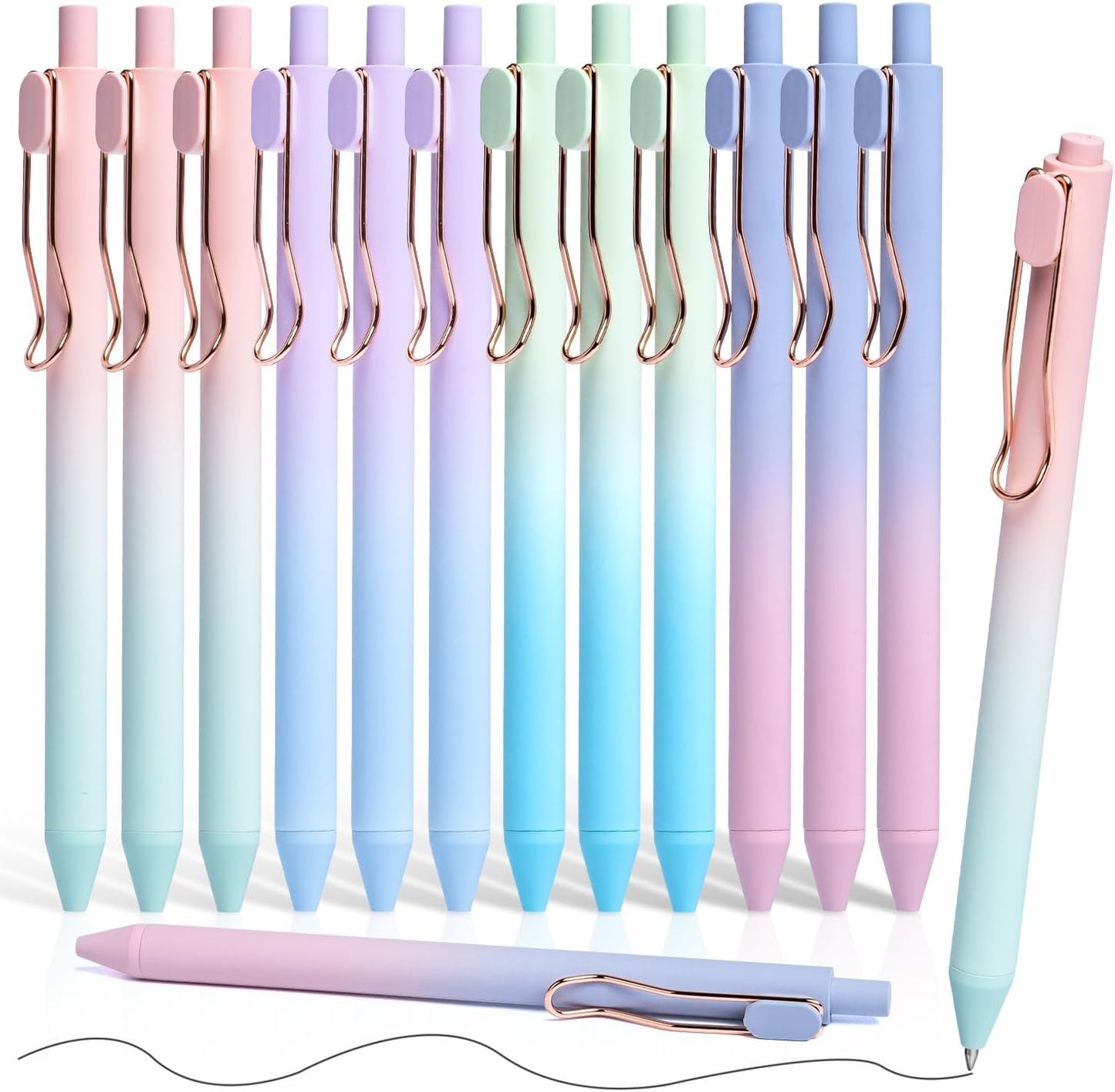 Smooth Writing Pens, 12 Pcs No Bleed & Smear, Black Ink Fine Point (0.5mm), Retractable Aesthetic Journaling Pens for Women & Men