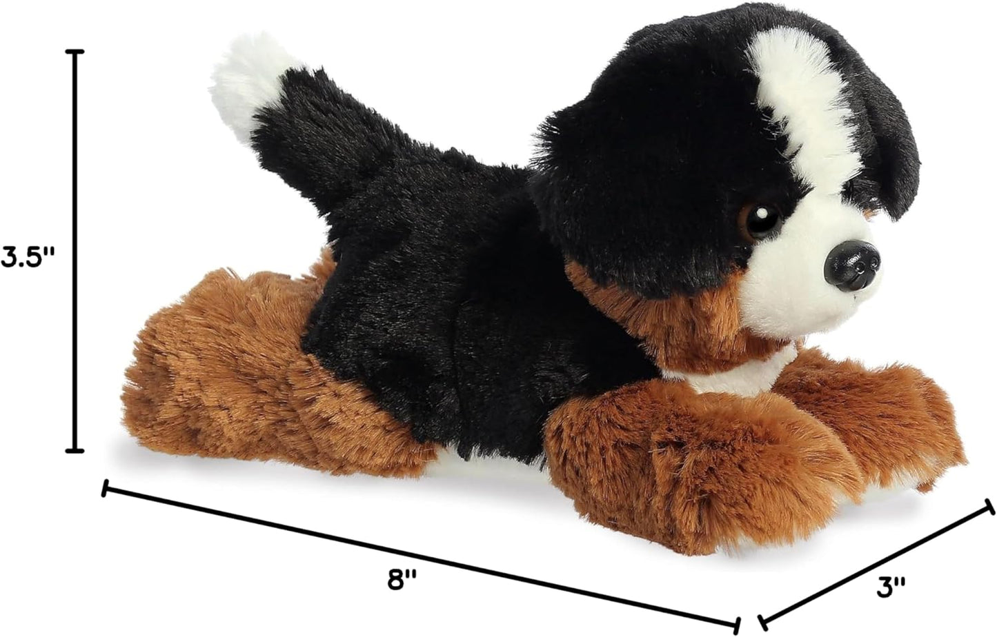 Aurora® Adorable Mini Flopsie™ Bernie Mountain Dog™ Stuffed Animal - Mini Companions Ready for Playful Adventures - for Kids All Ages, Toddlers, Adults, and Families - Black 8 Inches