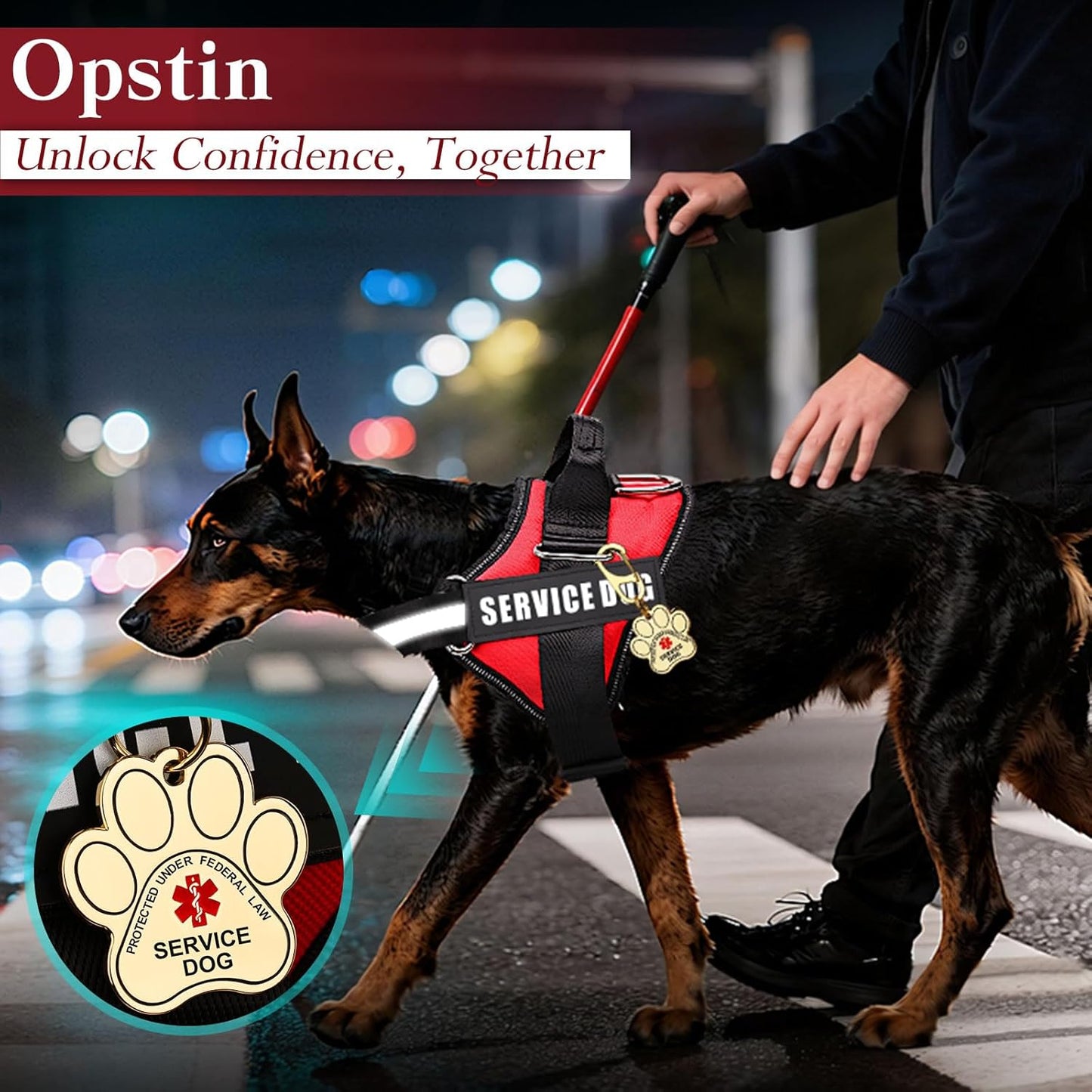 Service Dog Vest, ID Tag + 50 ADA Information Cards, Service Dog Harness in Sizes X Small to XX Large, Metal Dog Tag has Ruggedized Clip, 2-Sided Service Animal Cards,ESA Accessory Set Small
