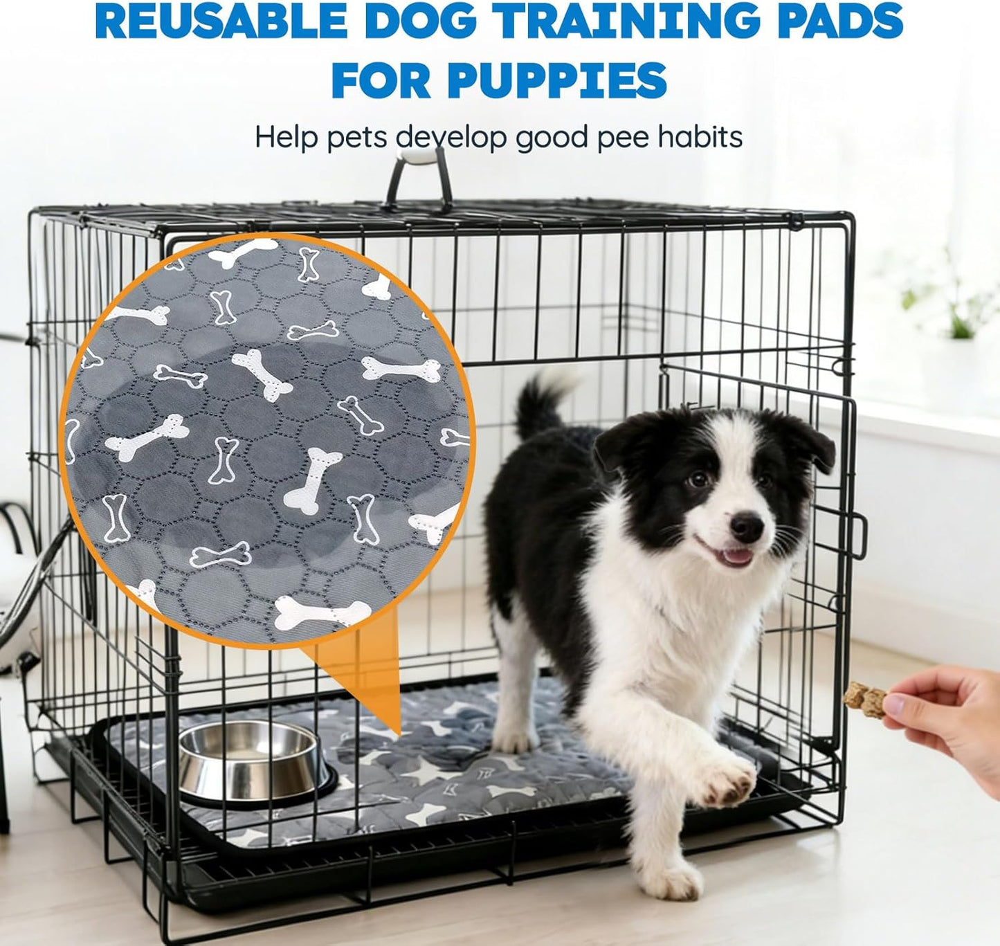 2 Pack Washable Pee Pads for Dogs, Absorbent Reusable Puppy Training Pads, Leakproof, Non-Slip, Waterproof Cat Doggie Pad Pet Potty Mat for Indoor&Outdoor, Whelping, Crate, Gray 18"x24"
