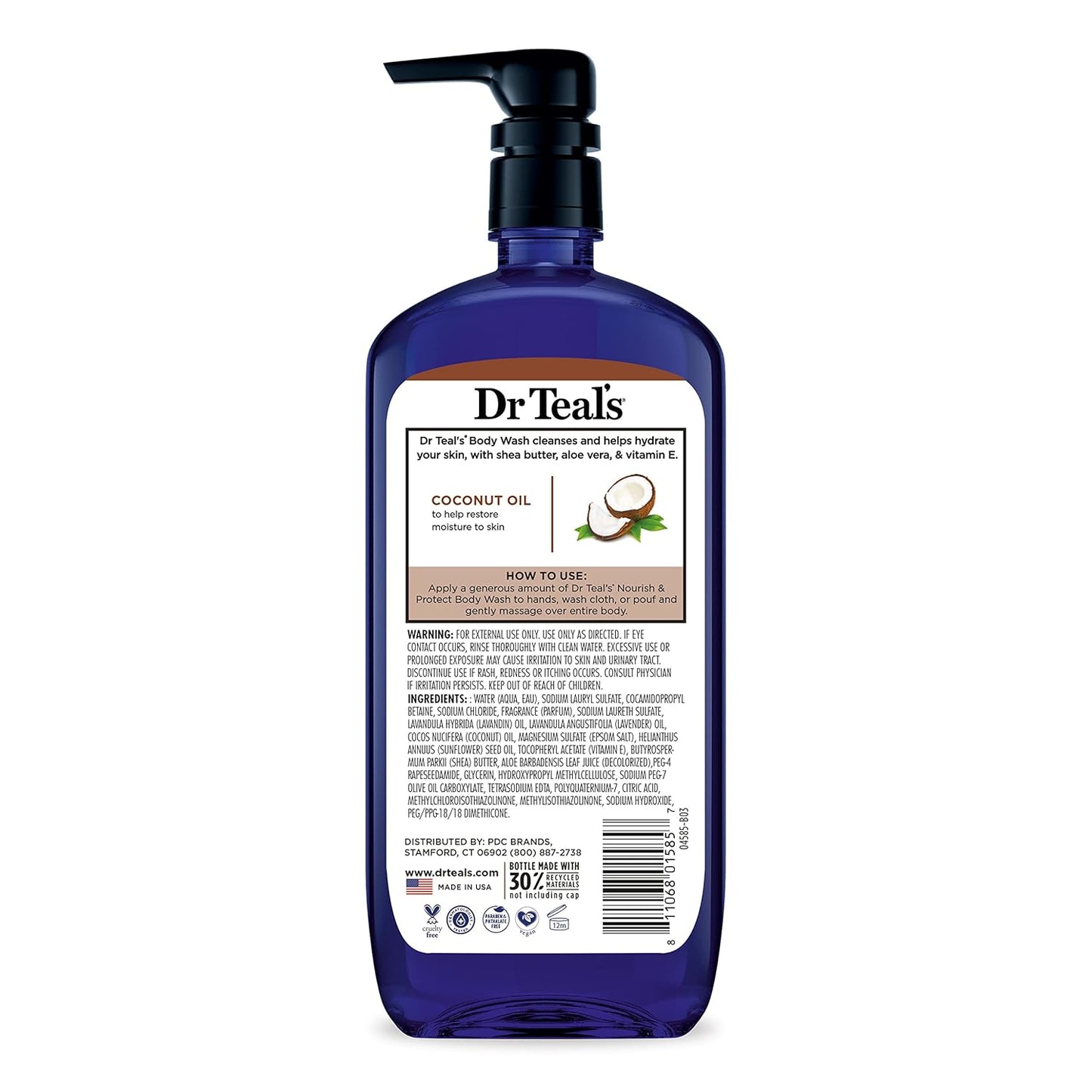 Dr Teal's Body Wash with Pure Epsom Salt, with Coconut Oil, 24 fl oz (Pack of 4)