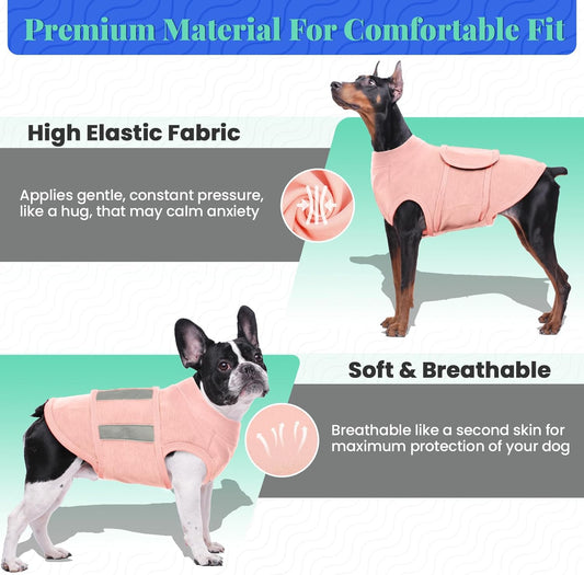 MIGOHI Dog Anxiety Relief Coat,Comfort Anxiety Vest for Dogs,Adjustable Dog Anxiety Calming Wrap for Fireworks,Thunderstorm,Travel,Separation,Anxiety Jacket for Medium Dogs,M,Pink