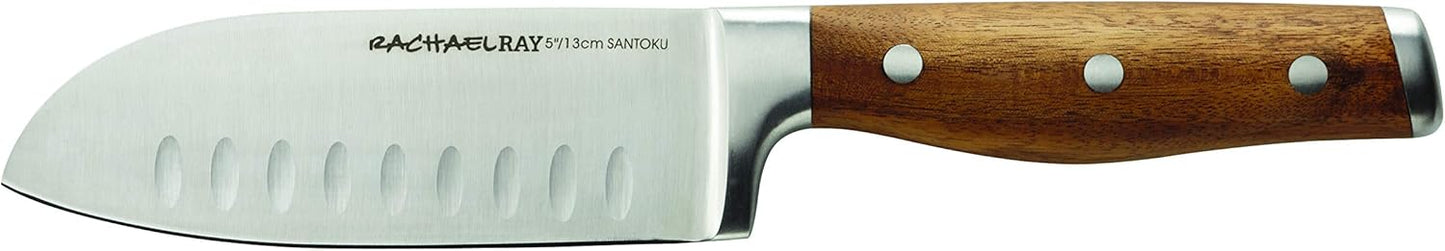 Rachael Ray Cucina Cutlery 2-Piece Japanese Stainless Steel Santoku Knife Set with Acacia Handles - ,Acacia Wood