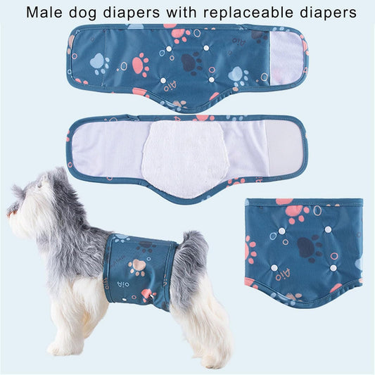Dog Leak Diapers with Elastics Legs Soft Polyester Washable Diapers for Media Large Pee Pants