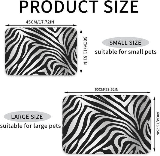 Pet Feeding Mat Leather Dog Food Mat Waterproof Pet Tablecloth Zebra Print Pet Placemat for Dogs Absorbent Dog Bowl Mat Anti-Slip Dogs Mats for Food and Water
