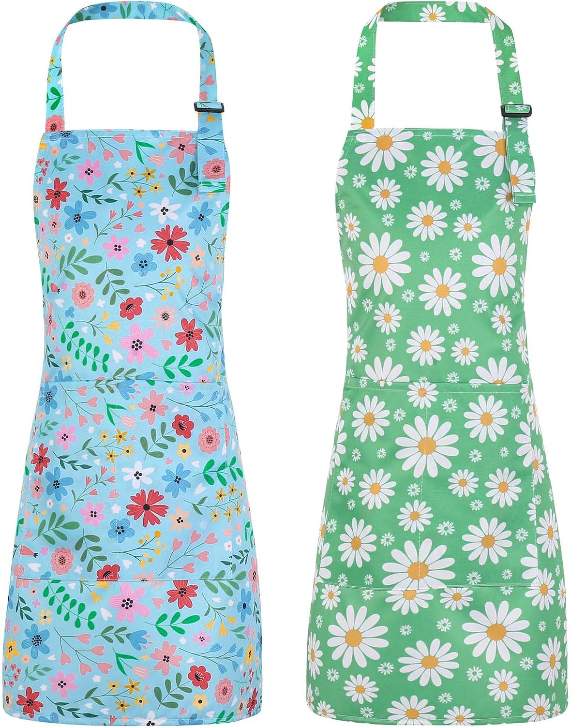 2 Pack Kids Apron, Cute Cooking Aprons, Waterproof Art Apron with Pockets, Toddler Painting Artist Apron Adjustable