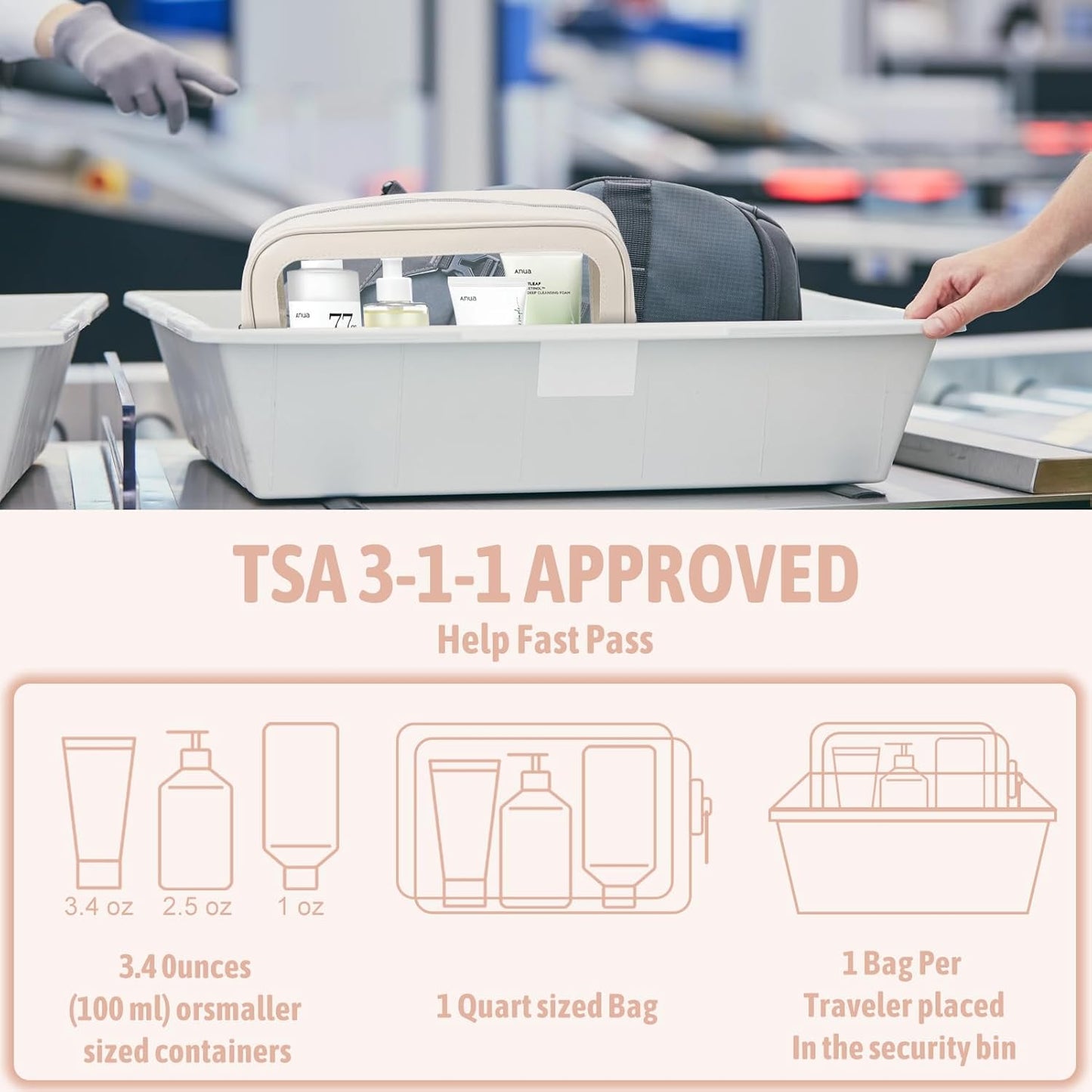 5PCS Diaper Bag Organizer Pouch Set, TSA Approved Toiletry Bag,Clear Waterproof TPU Makeup Bag Set Travel Organizer Bags for Women and Kids,Mothers Day Gifts