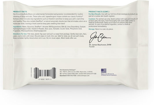 Vetnique DermaBliss Pet Wipes for Dogs & Cats for Grooming, Cleansing & Deodorizing, Thick Dog Wipes for Convenient Dog Cleaning and Natural Pet Odor Eliminator, 100ct (Refreshing Scent)