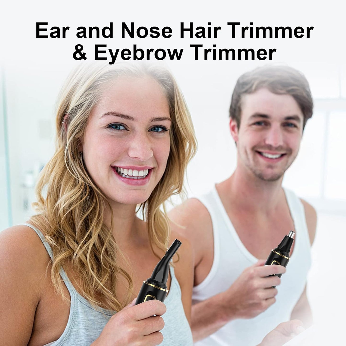 Nose Hair Trimmers for Men,Rechargeable Hair Trimmer 2 in 1 Painless Multifunctional Ear and Nose Hair Trimmer with IPX7 Waterproof Dual Edge Blades (Black)
