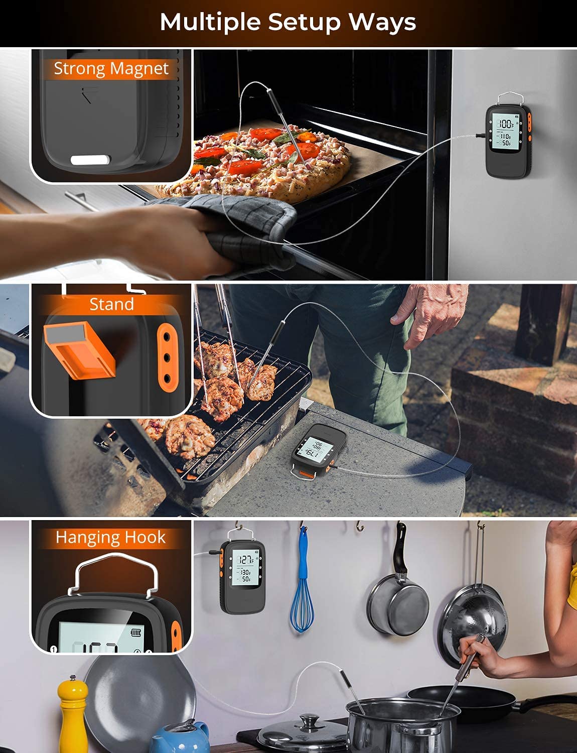 Govee Bluetooth Meat Thermometer, Wireless Meat Thermometer for Smoker Oven, Digital Grill Thermometer with 2 Probes, Timer Mode, Smart LCD Backlight BBQ Thermometer for Cooking Turkey Fish Beef