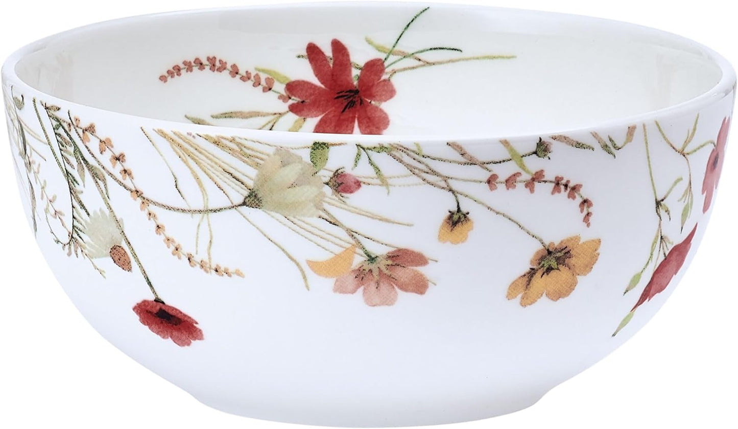 Mikasa Meadow Serenade 12 Piece Floral Bone China Durable Chip Resistant Lightweight Dinnerware Set, Service for 4