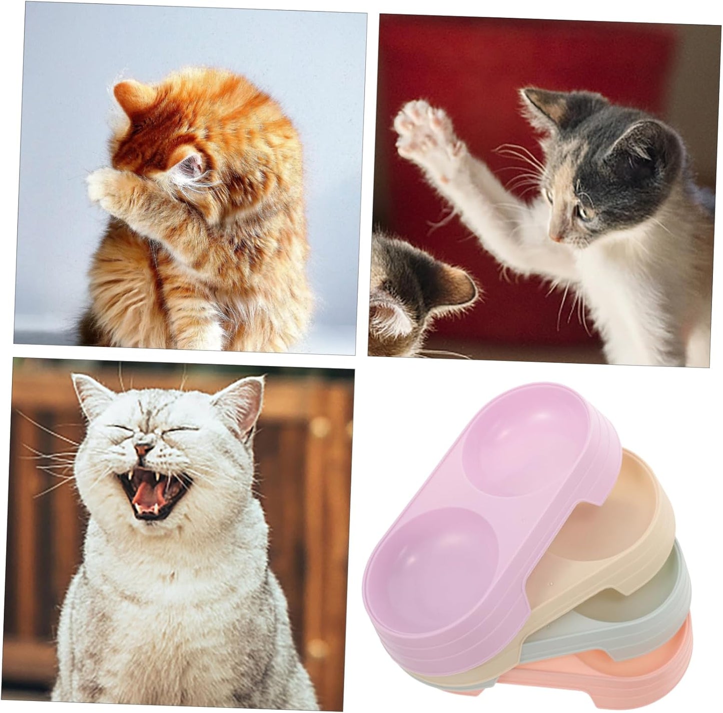 Luxshiny 8pcs Tip Double Cat Feeding Bowls Candy Color Plastic Pet Food and Water Dishes with Stable Design Easy to Clean Suitable Height for Healthy Eating Posture
