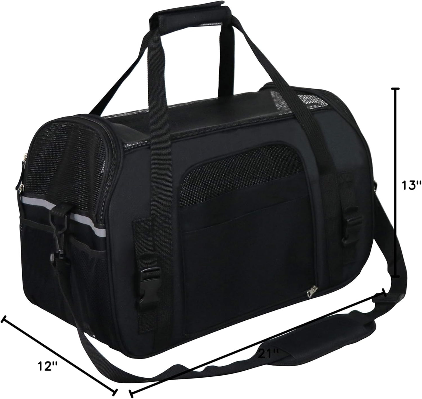 EliteField Soft Pet Carrier (3 Year Warranty, Airline Approved) Soft Sided Dog Puppy Cat Carrier Travel Bag (X-Large: 21" L x 12" W x 13" H, Black)