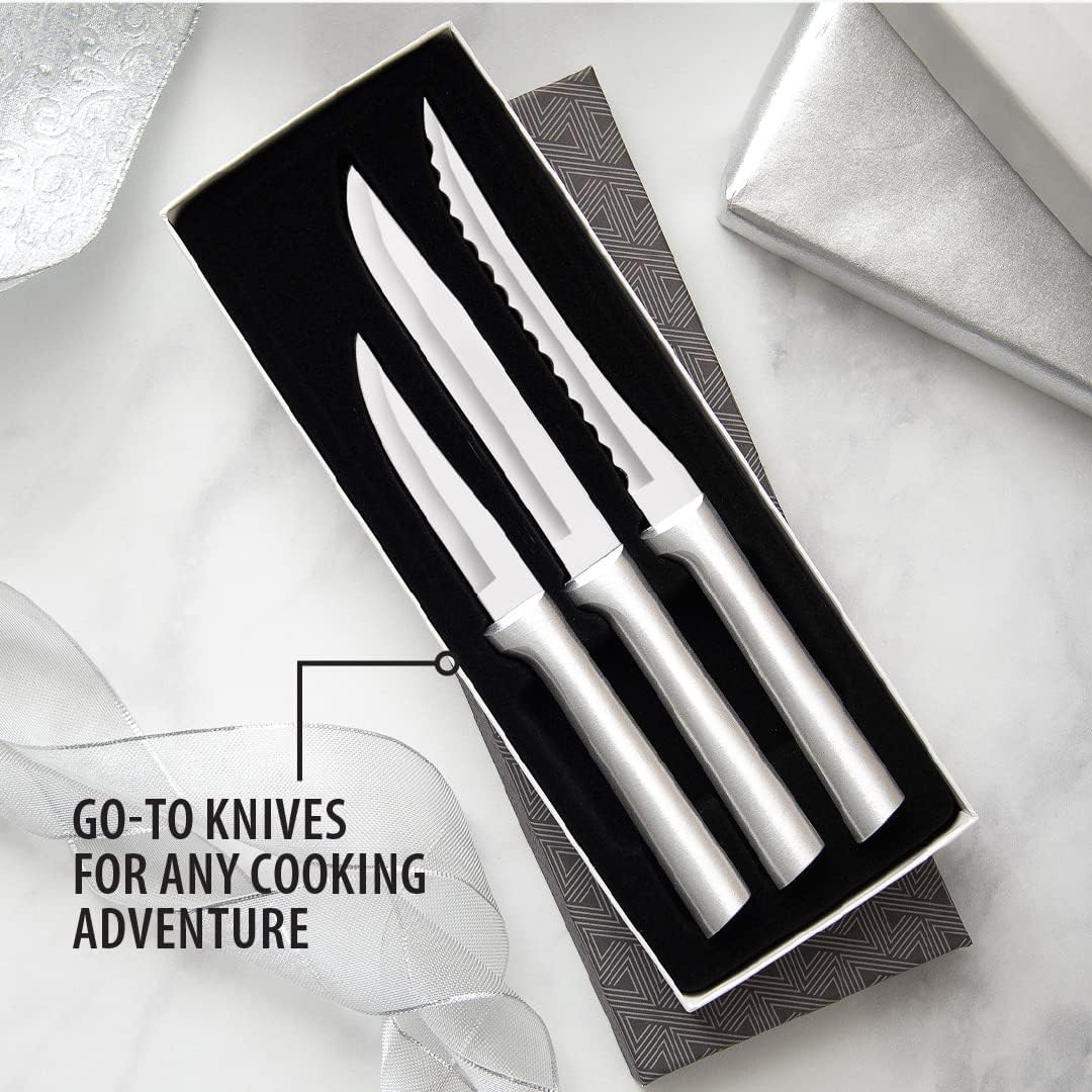 Rada Cutlery Cooking Essentials Gift Set (S49), 3-Piece Knife Set, Stainless Steel Blades, Silver Handle