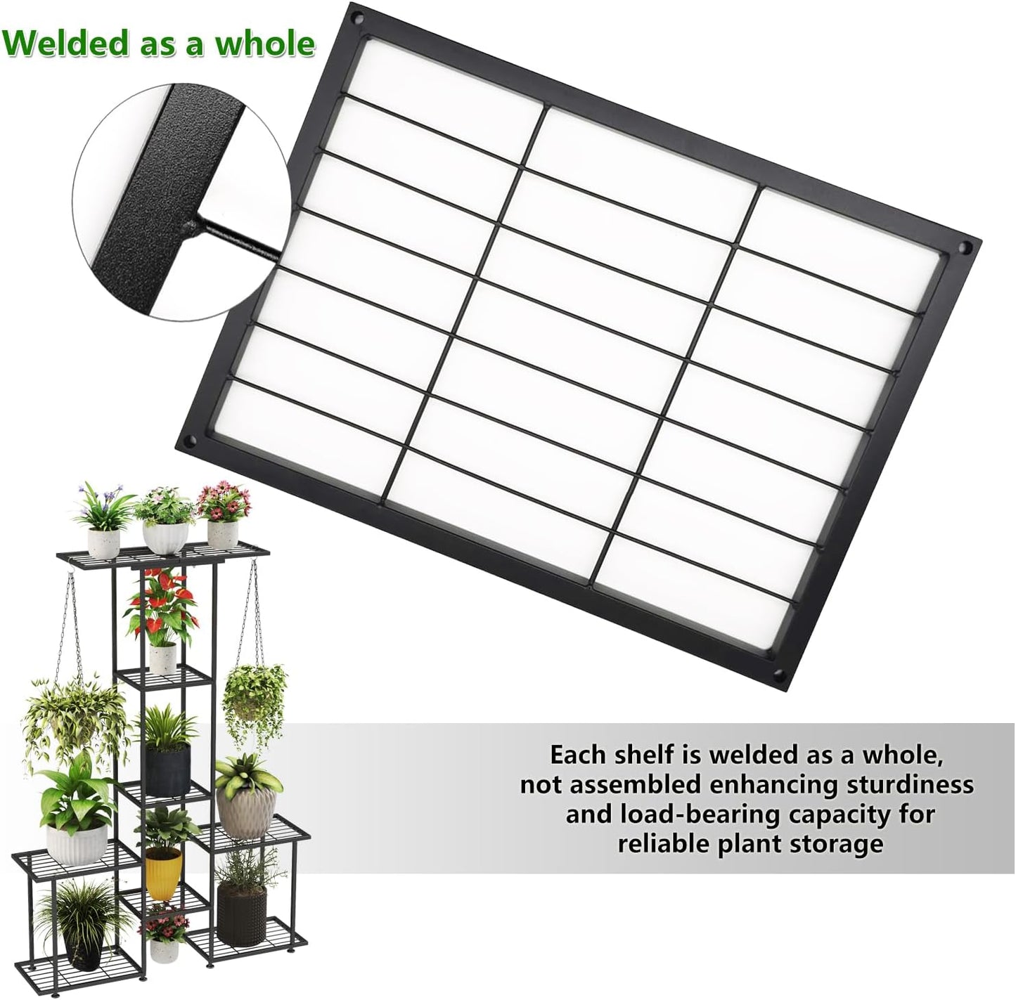 Plant Stand Indoor Outdoor, Metal 6 Tier Tall Hanging Plant Shelf for Multiple Flower Planter Large Heavy Duty Ladder Plant Holder for Garden, Black (y-201)