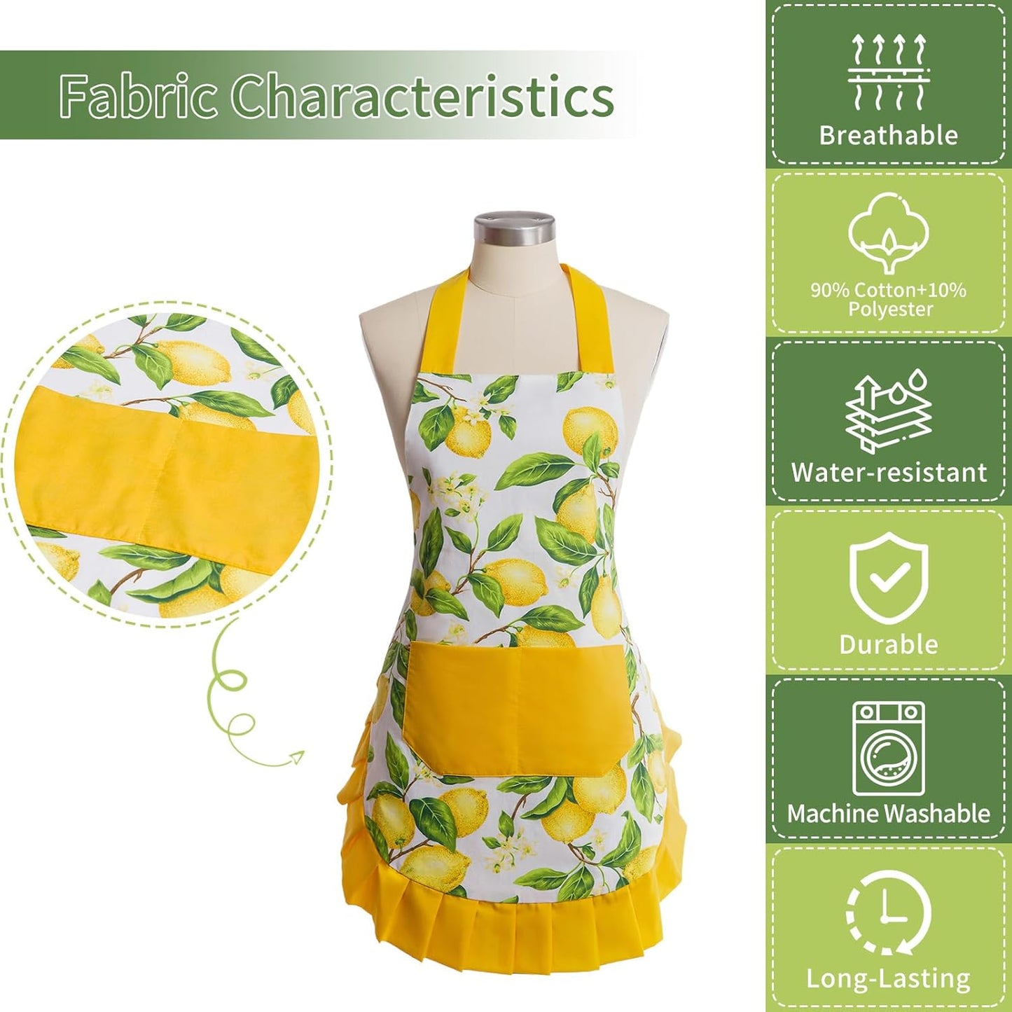 Vintage Floral Apron for Women with Functional Pockets Adjustable Neck Strap for Cooking Baking Mother's Gift