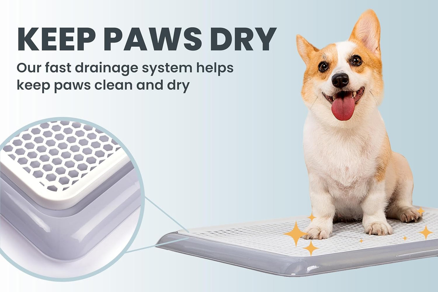 Pet Awesome Dog Potty Tray/Puppy Pee Pad Holder 25”x20” Indoor Wee Training for Small and Medium Dogs