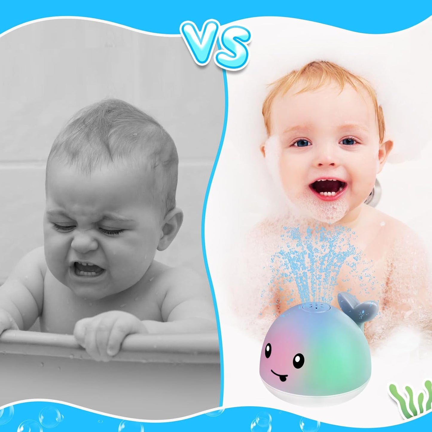 Baby Bath Toys, Toddler Bath Toys for Kids Ages 1-3, Baby Easter Basket Stuffers, 1 2 3 Year Boy Girl Gifts Baby Toy 6-12-18 Months Light Up Whale Bath Toy Sprinkler Bathtub Pool Water Toy