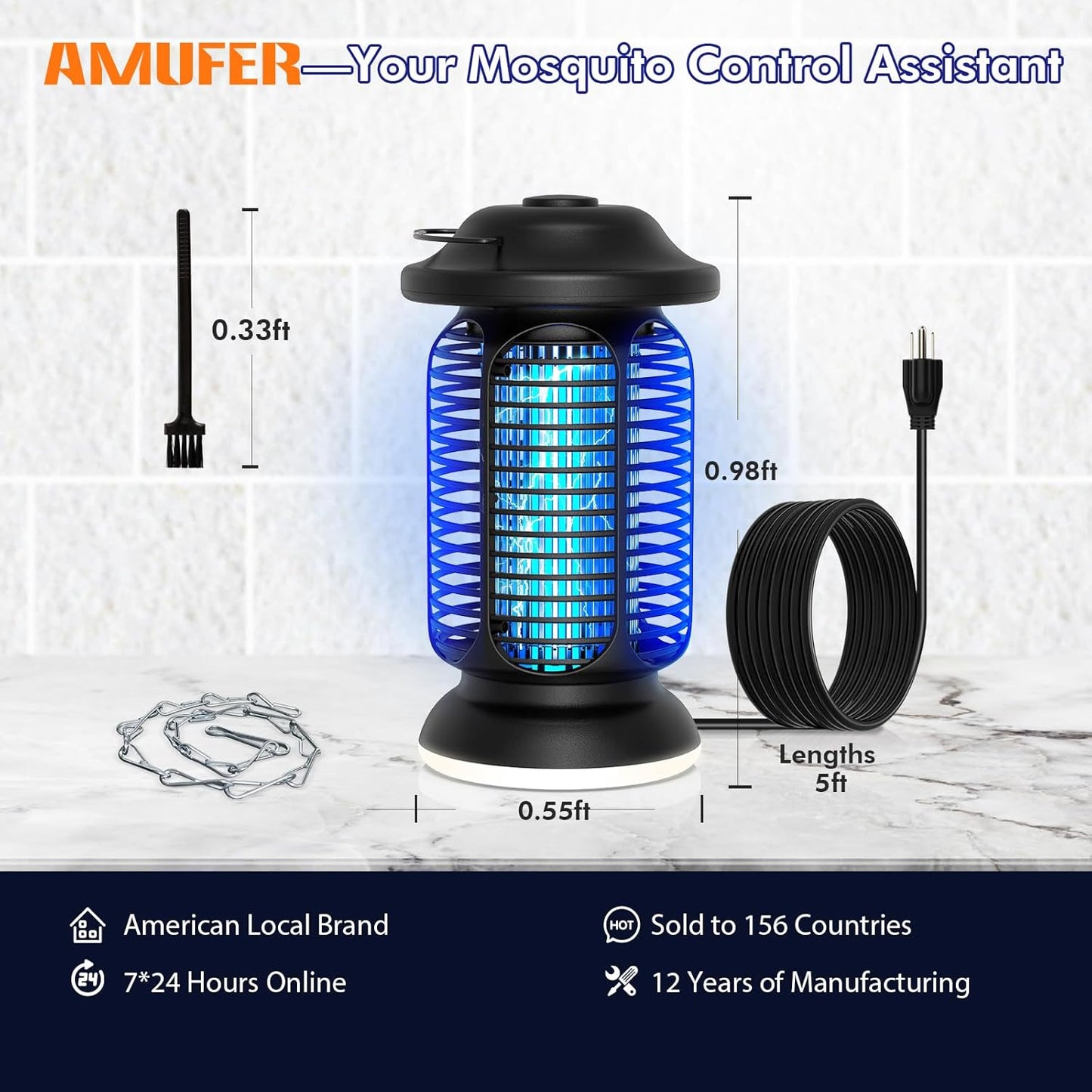 Bug Zapper Outdoor & Indoor, Upgraded 18W Exclusive Blue-Violet Light with 2W LED Lamp, 100% Increase in Mosquito Control Effect, Coverage of 1/2-1 Acre, Fly Zapper for Patio, Backyard, Home