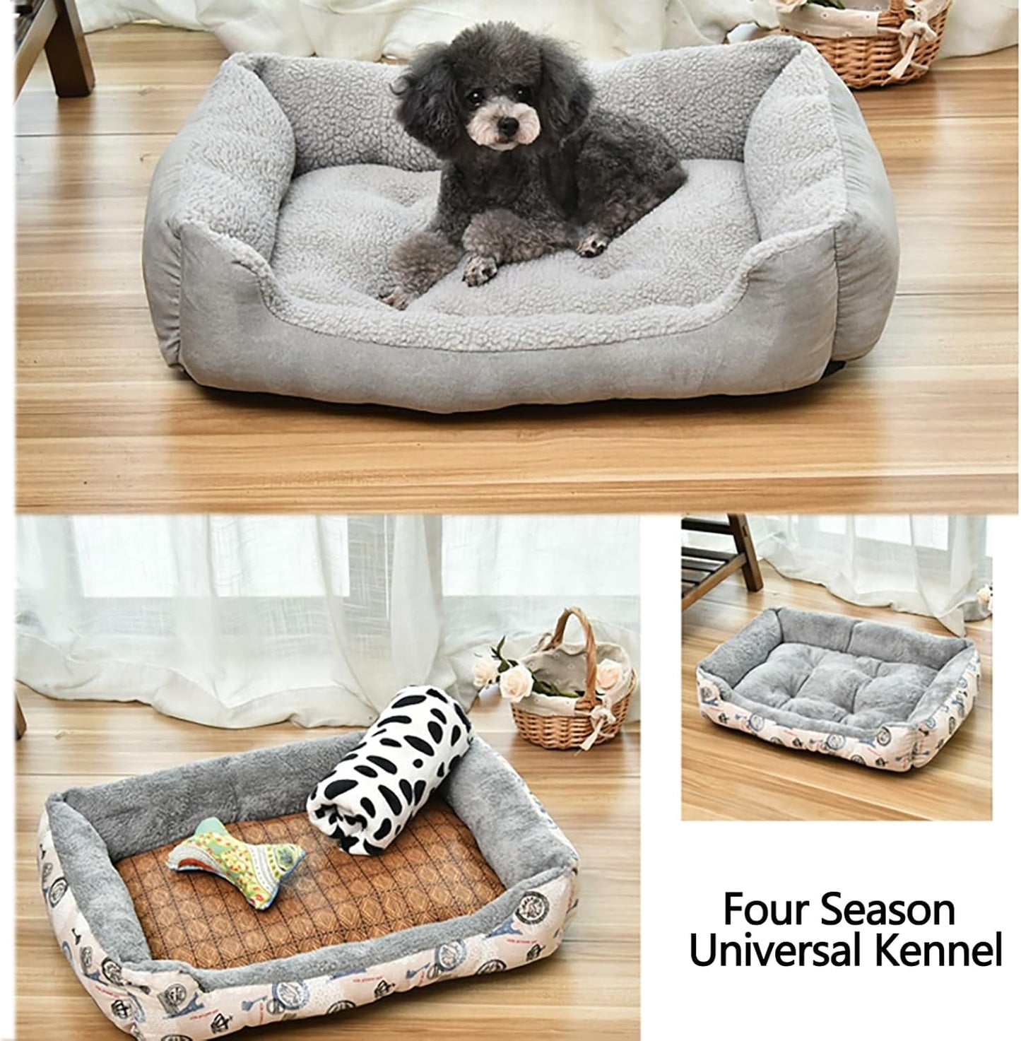 Dog Beds for Large Medium Small Dogs, Dog Bed for Jumbo Dogs Orthopedic Calming Dog Sofa Bed Soft Couch Breathable Cuddler Pet Bed with Anti-Slip Bottom,Grey,80cm