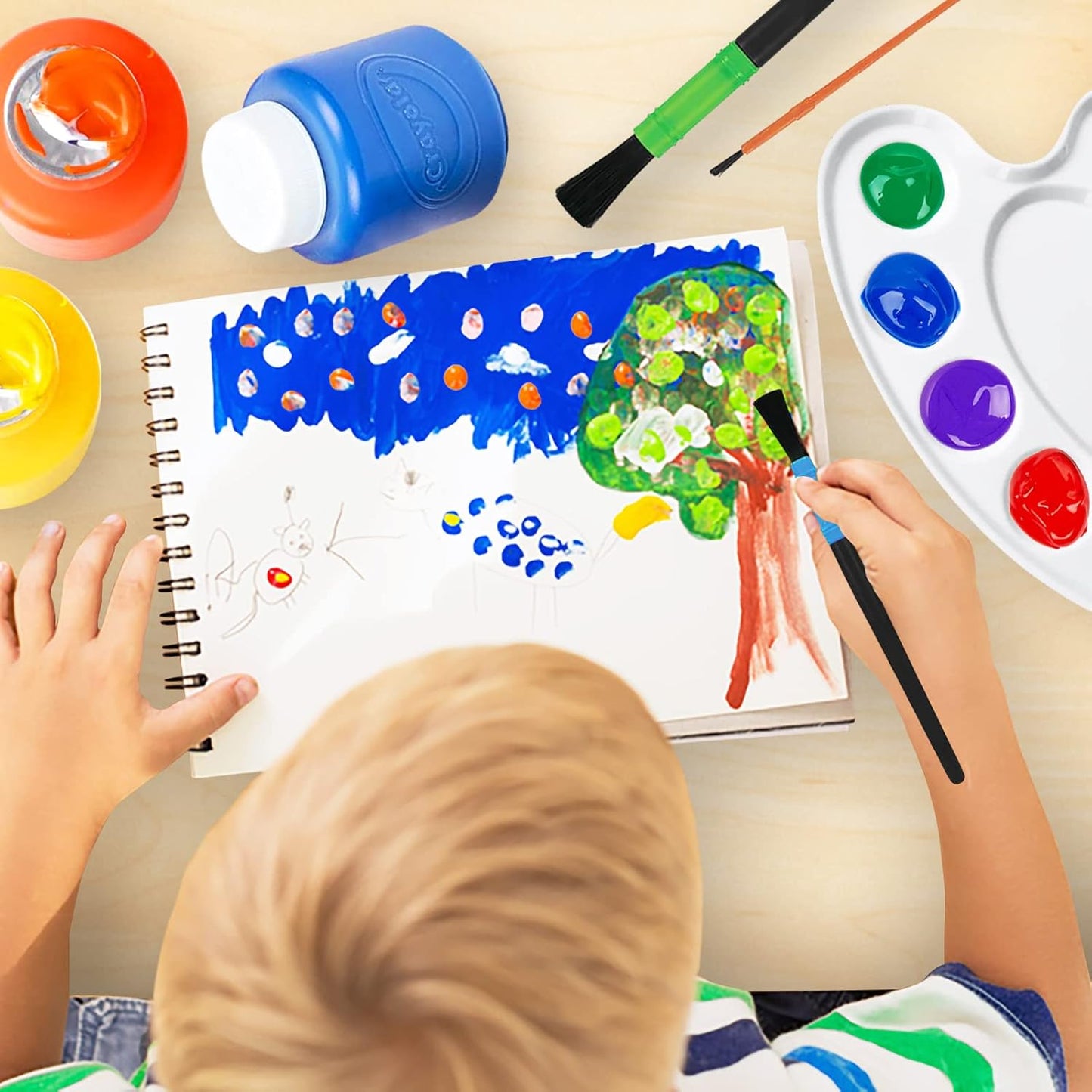 The Mega Deals Kids Painting Set – Washable Non-Toxic Finger Paints (10 Colors of 2 oz) with 10 Paint Cups & 10 Brushes Mess-Free Toddler Art Supplies Painting Kit for Kids Gift Bundle