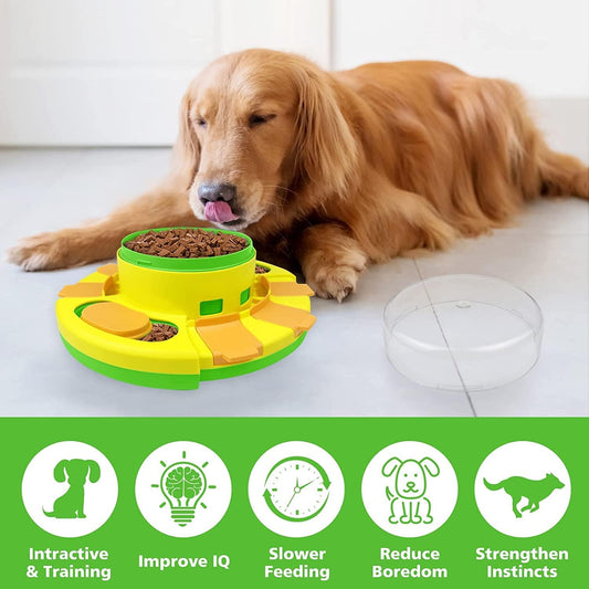 Dog Puzzle Feeder Toy - Green Slow Feeding Dog Puzzle Toys for IQ Training & Mental Enrichment - Food Dispenser for Small Breeds