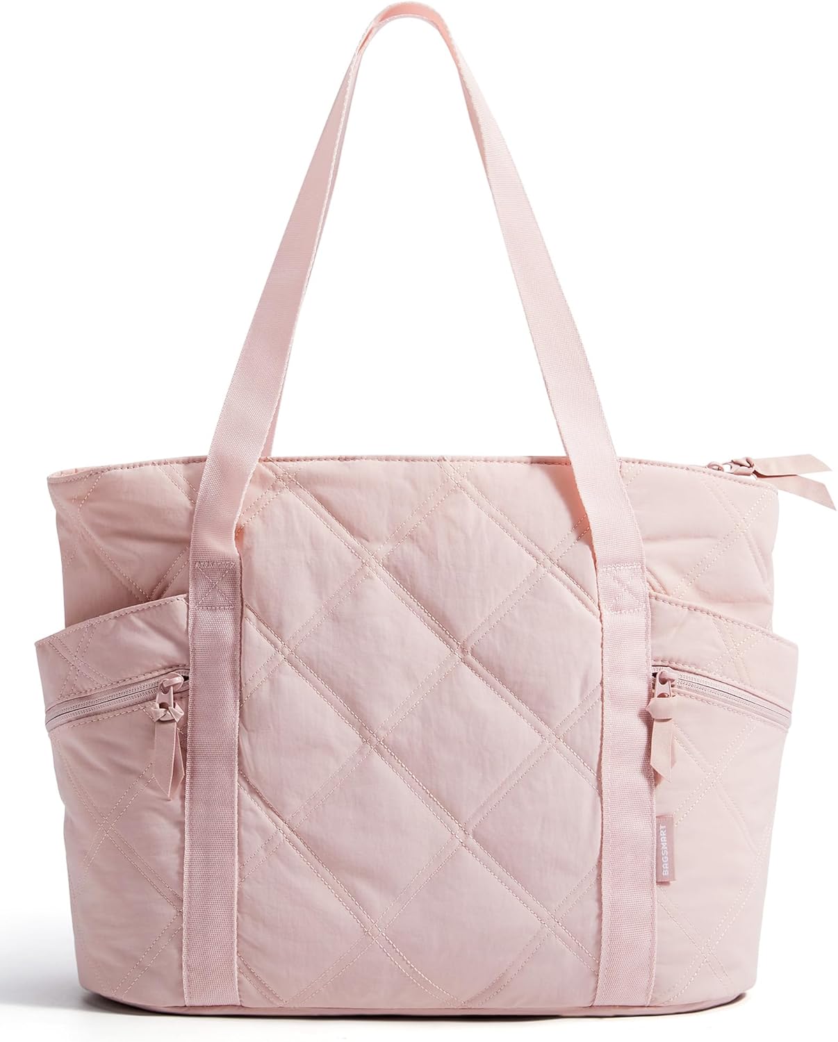 BAGSMART Crush Tote Bag for Women, 20L Puffer Work Tote with Zipper, Travel Essentials Quilted Nurse Hospital Bag