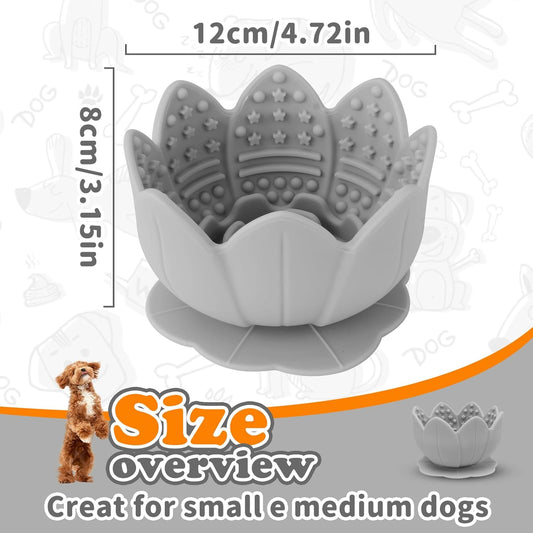 Silicone Dog Slow Feeder Lick Bowl,Slow Feeder Bowls for Small Medium Breed Dogs,Dog Freeze Bowl with Suction Cups,Interactive Puzzle Toy(Grey, Small)