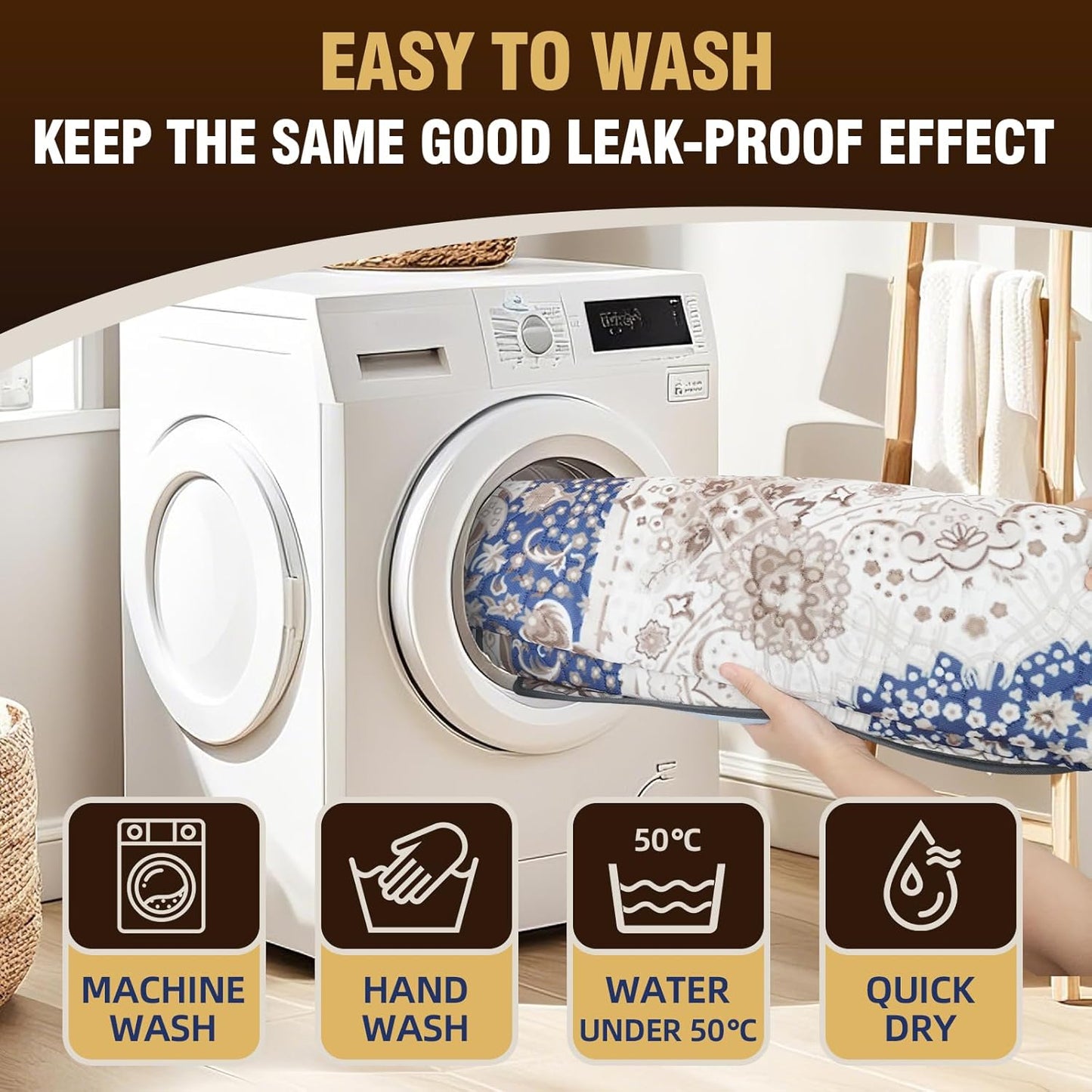 Washable Puppy Pads 40"x32" 2 Pack, Reusable Pee Pads for Dogs, Super Absorbent Dog Pee Pads Extra Large, Waterproof & Leak-Proof Dog Pads XXL, Non-Slip Training Pads for Pet Housebreaking