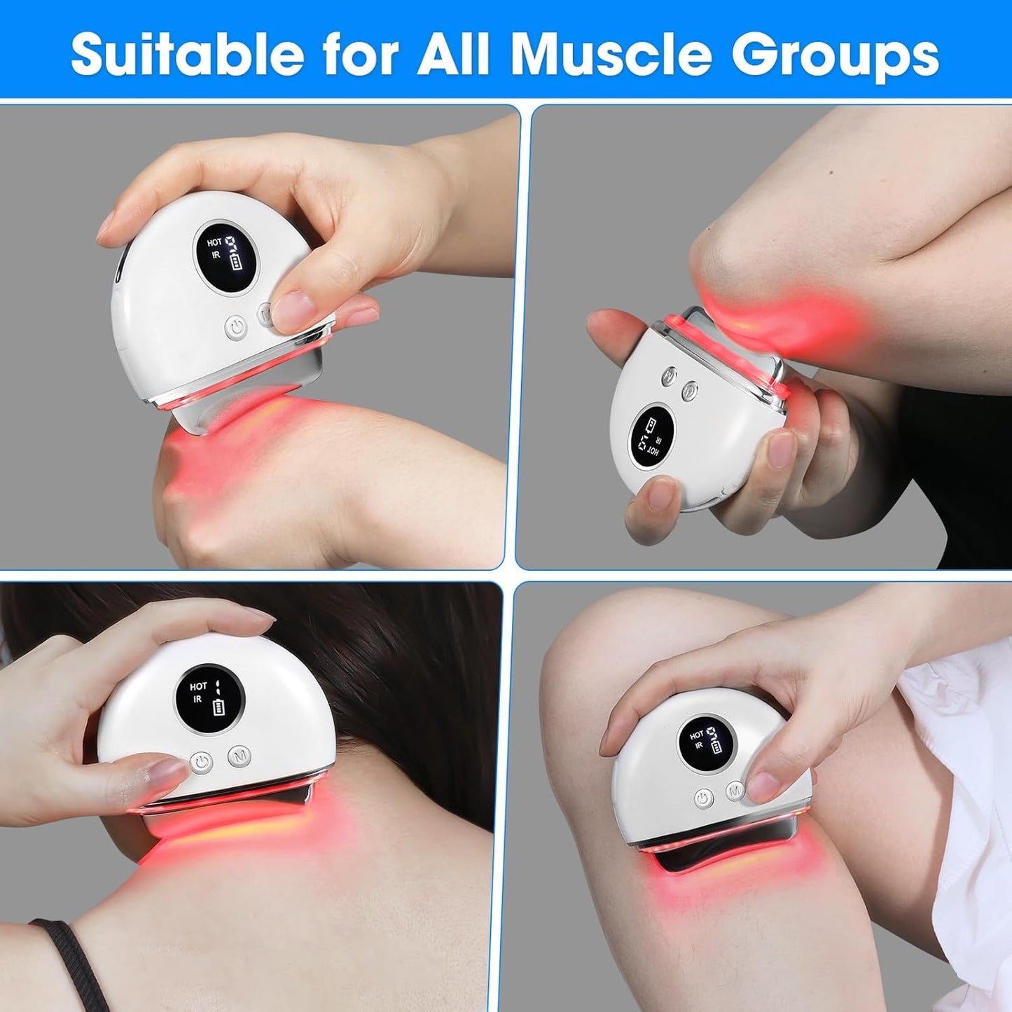Electric Fascia Blaster & Muscle Scraper Tool with Heating and Vibration - for Deep Tissue,Myofascial Release,Gua Sha,and Trigger Point Massage for Pain Relief & Recovery