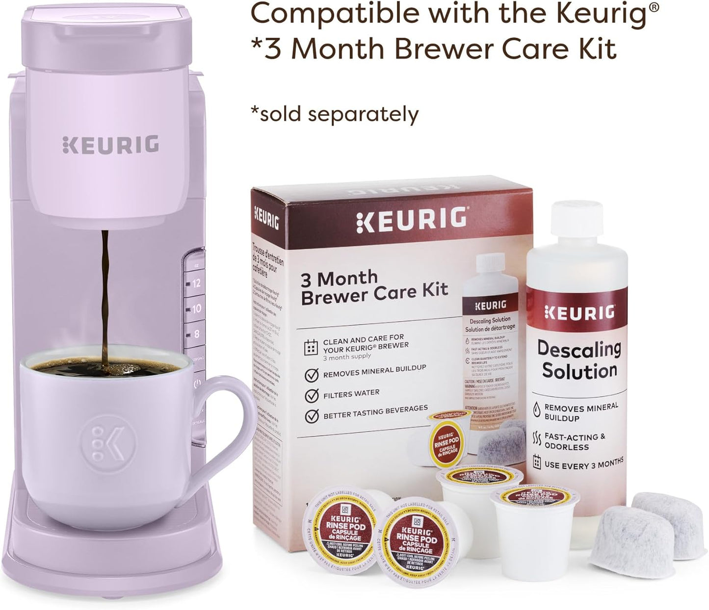 Keurig K-Express Single Serve K-Cup Pod Coffee Maker, 3 Brew Sizes, Strong Button Feature, 42oz Removable Reservoir, Lavender