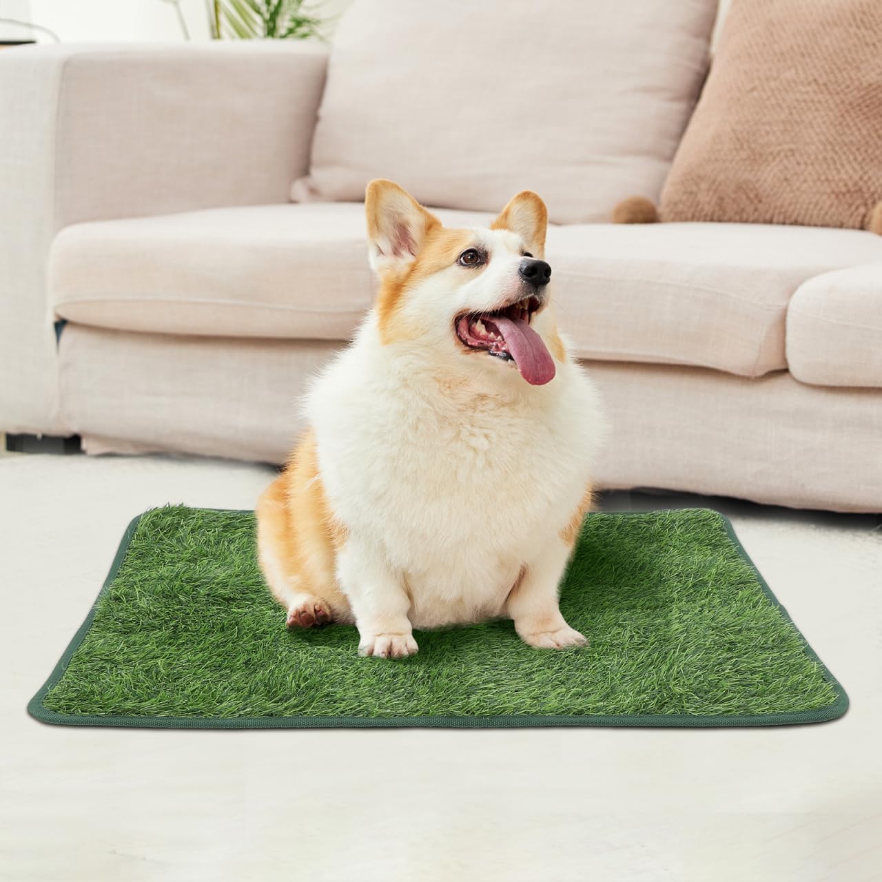 POPETPOP Reusable Dog Grass Pee Pad 23X18 Inch Artificial Lawn Mat for Indoor Outdoor Puppy Training Small Pets