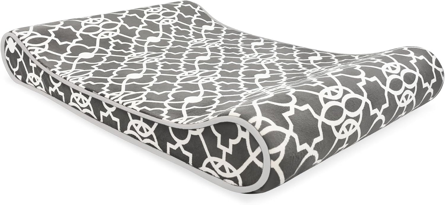 ESU36LCTCHA Memory Foam Orthopedic Bolster Contoured Lounger Pet Bed Mat Lattice Print, Gray