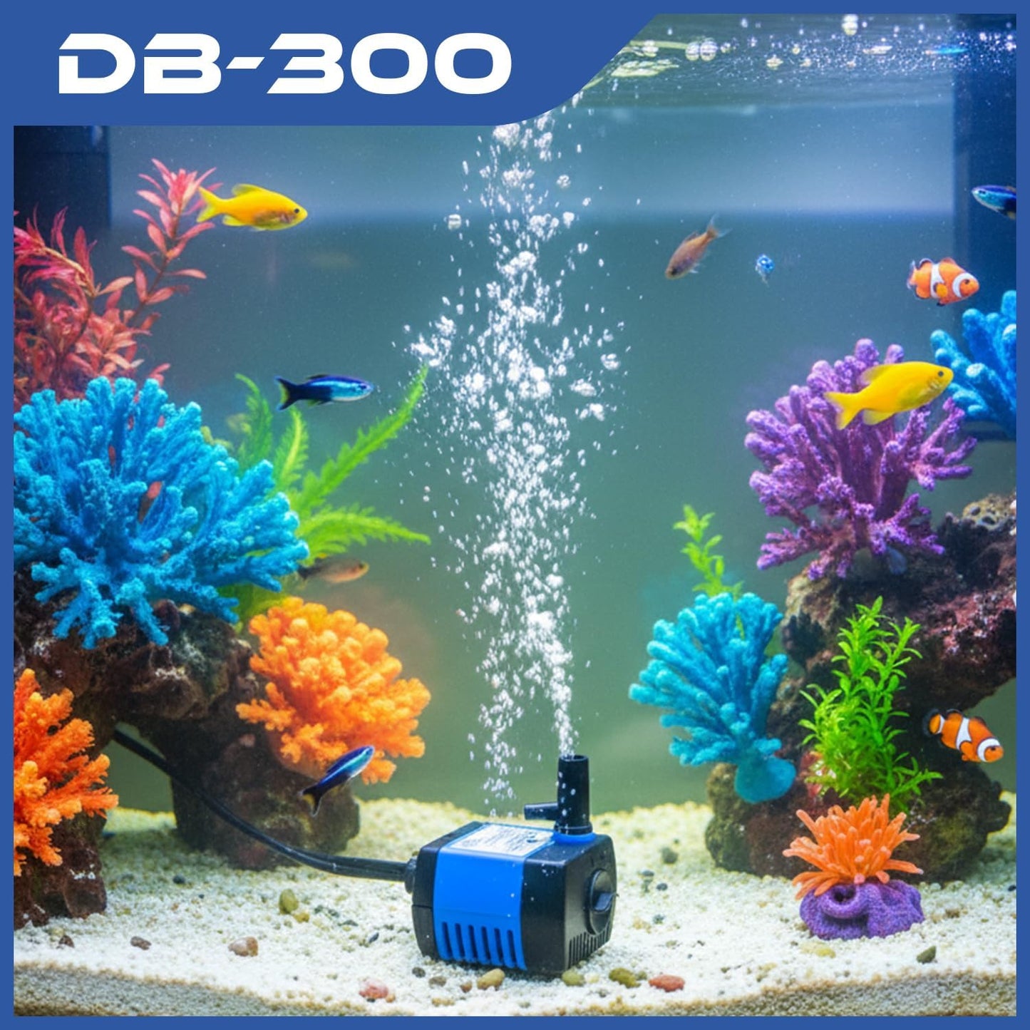 66 GPH Submersible Water Pump - Adjustable Quite Aquariums, Fountains, Hydroponics, and Pond Pump, 1.9 ft Lift, 2.5W