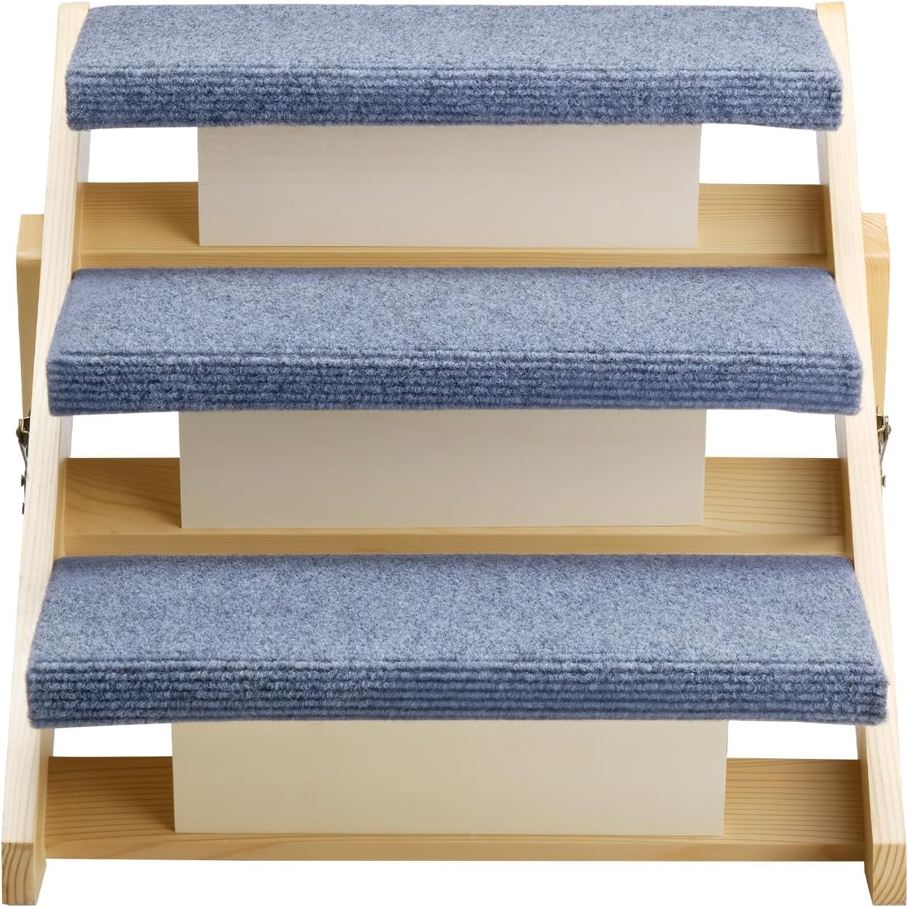 VEVOR Wood Pet Stairs, 3-Step Dog Stairs for Beds, Sofa & Cars, 150lbs Load Capacity, Floded Flat Design, Stable & Sturdy Cat & Dog Step Ladder for Small Medium Large Older Pet Puppy Essentials