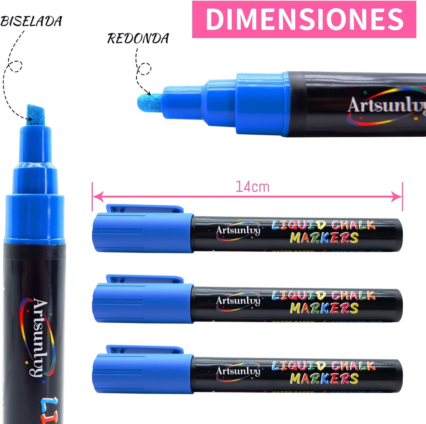 8 Colors Chalk Markers, Chalk Pens, Erase Marker, Non-Toxic, Water-Based, Reversible Tips, Chalkboard Markers for Adult, Car Windows, Glass