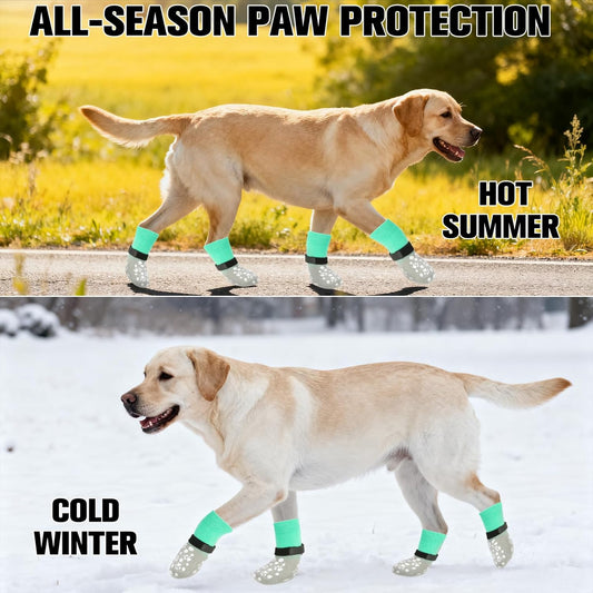 BINGPET Dog Socks to Prevent Licking Paws with Grippers for Hardwood Floors Anti Slip, Winter Warm Pet Shoes Booties, Extra-Thick Grip Dog Boots & Paw Protectors for Small Medium Large Senior Dogs, S