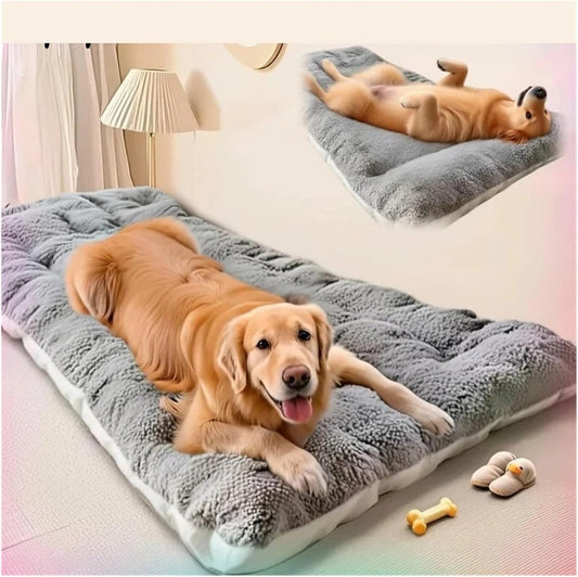 Dog Bed Mat Large Size Sleeping Pad for Winter Use Keep Warm Double-Sided Use Golden Retriever Stress-Relieving Sleeping Pad(Yellow,Large)