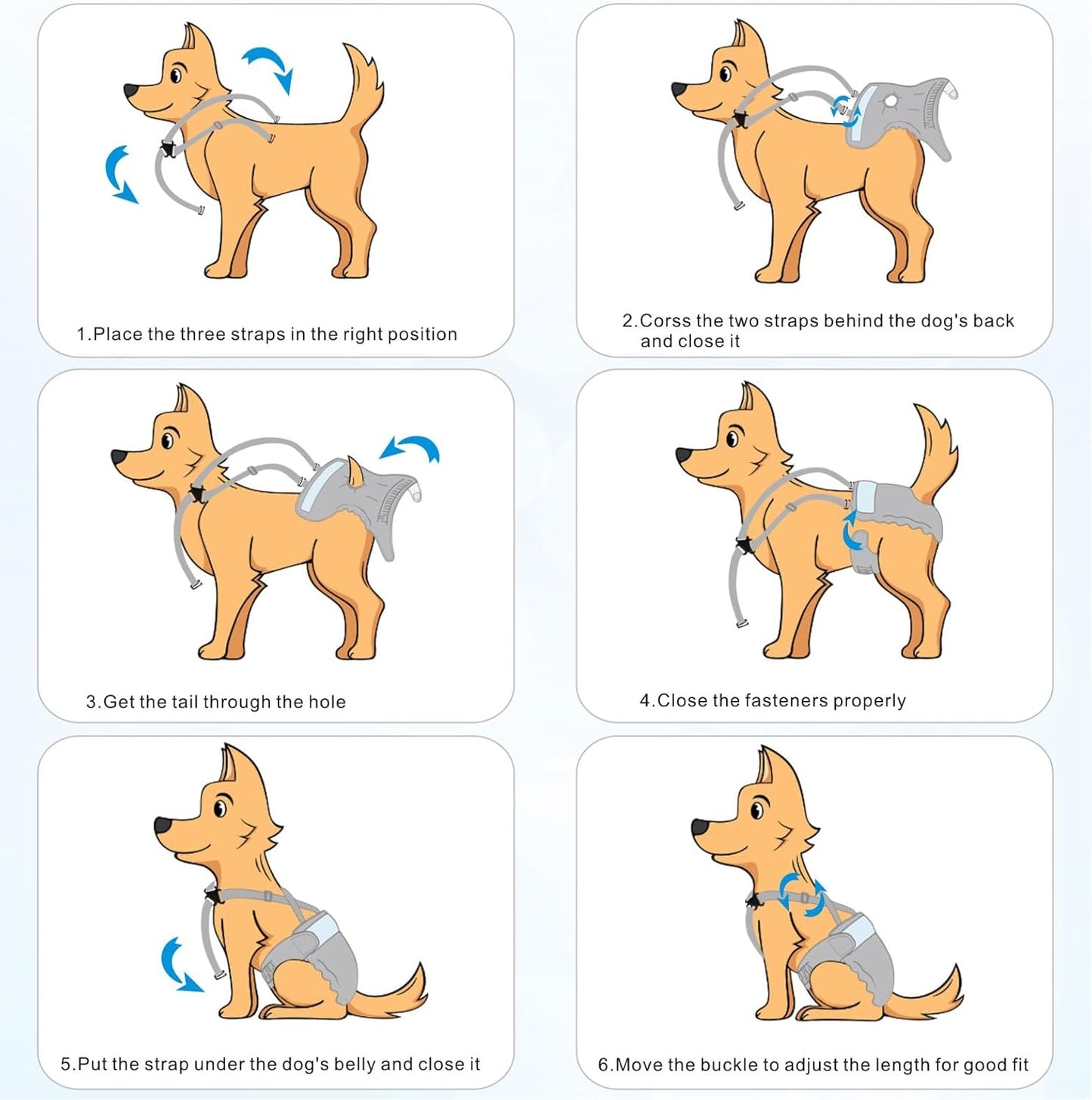 Idepet Female Dog Diapers with Suspender Detachable, 3 Pack Washable Reusable Girl Doggie Diapers for Small Medium Female Dog in Heat Period Cycle Urinary Incontinence Training XS