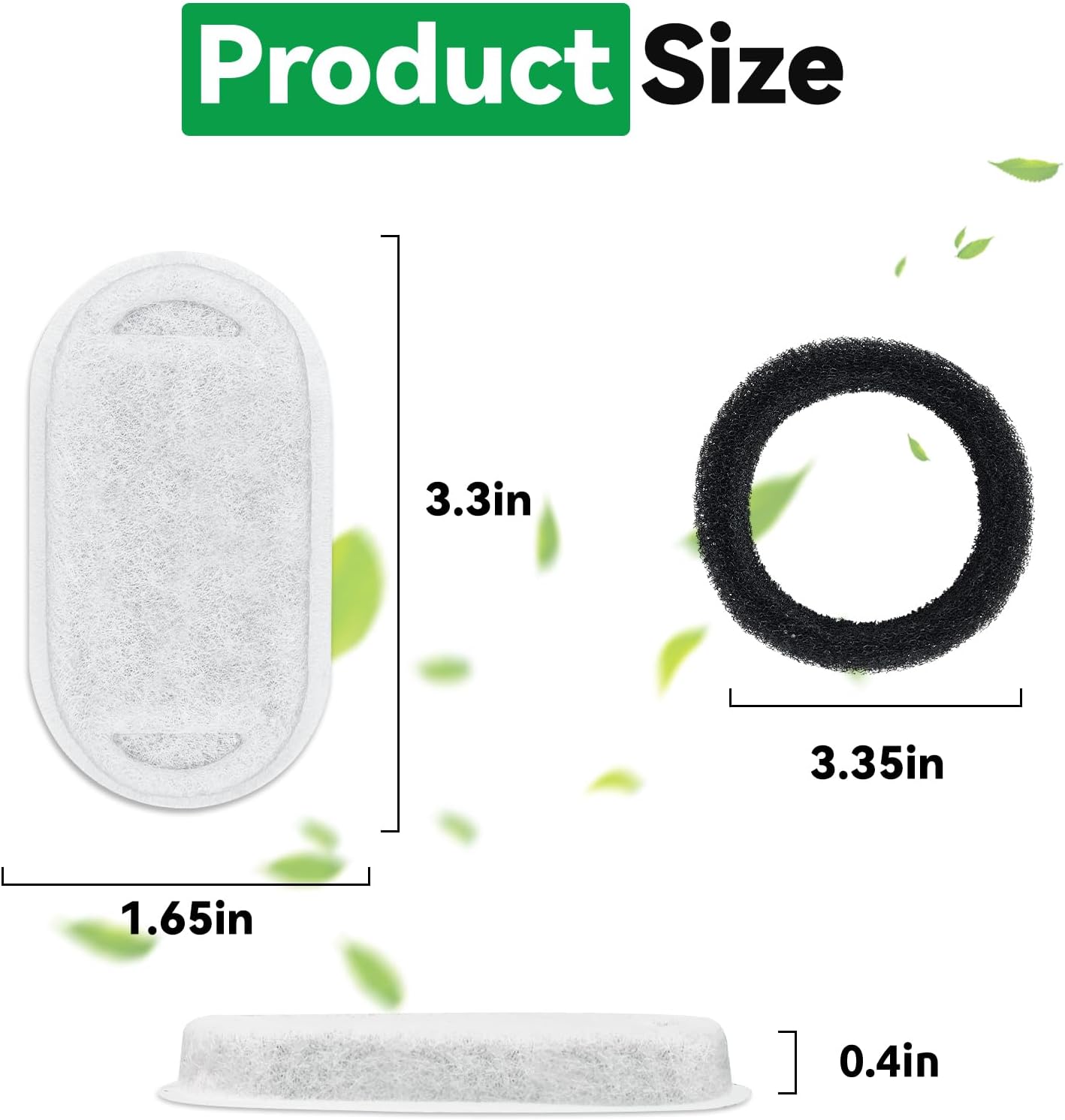 40 Packs for Cat Water Fountain Filters Replacement,Compatible with Tomxcute Cat Fountain Filter for 67oz/2L&108oz/3.2L Dog Water Dispenser (20 Replacement Water Filters & 20 Pre-Filter Sponges)