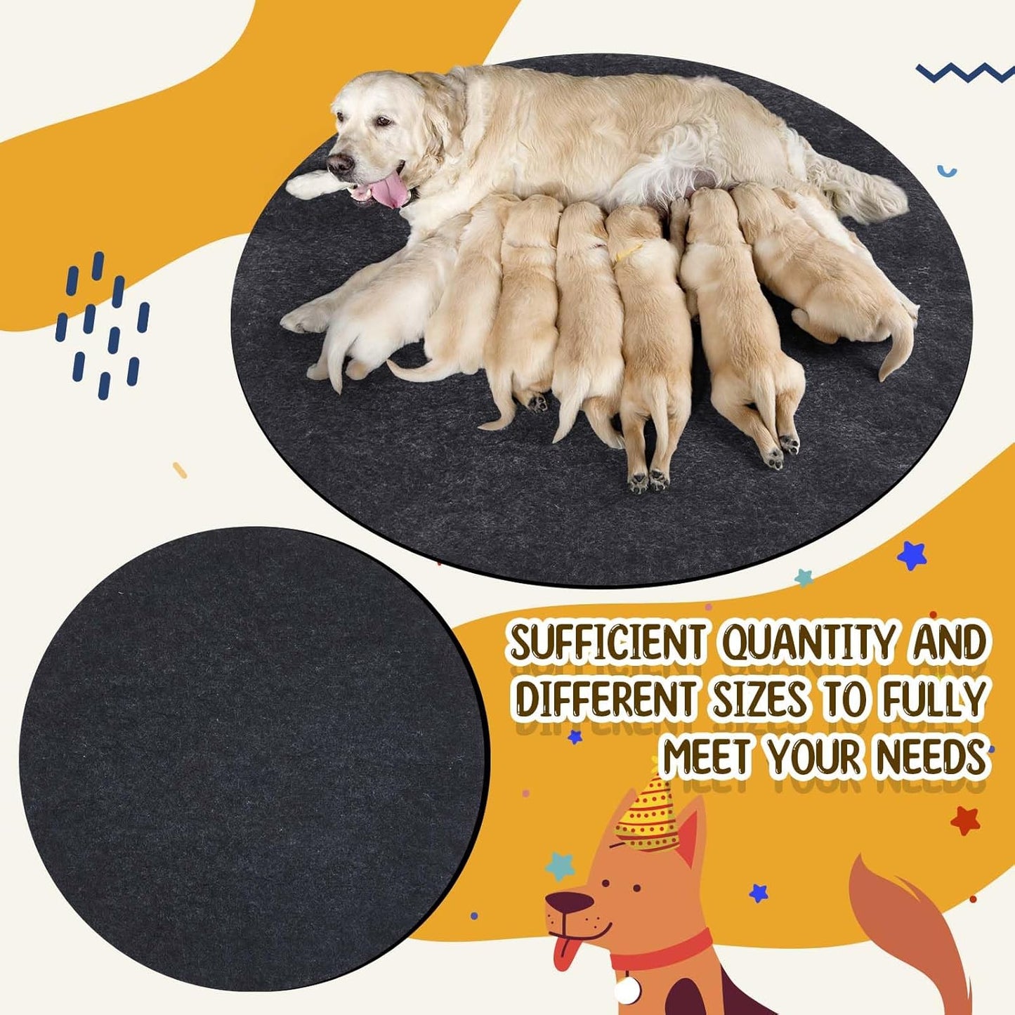 2 Pack 47.2 Inches Whelping Pads Washable and Waterproof, Reusable Pet Training Mat, Pee Pads for Dogs, Fast Absorbing, Non Slip for Whelping Box Kit Small Dog Puppy Training Supplies